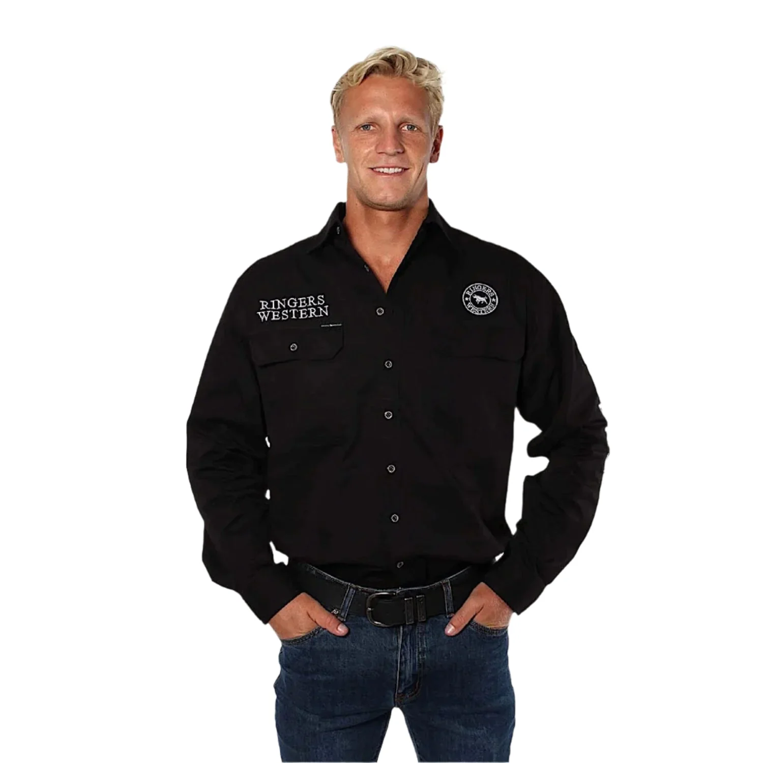 Ringers Western Men's Hawkeye Full Button Work Shirt - Black