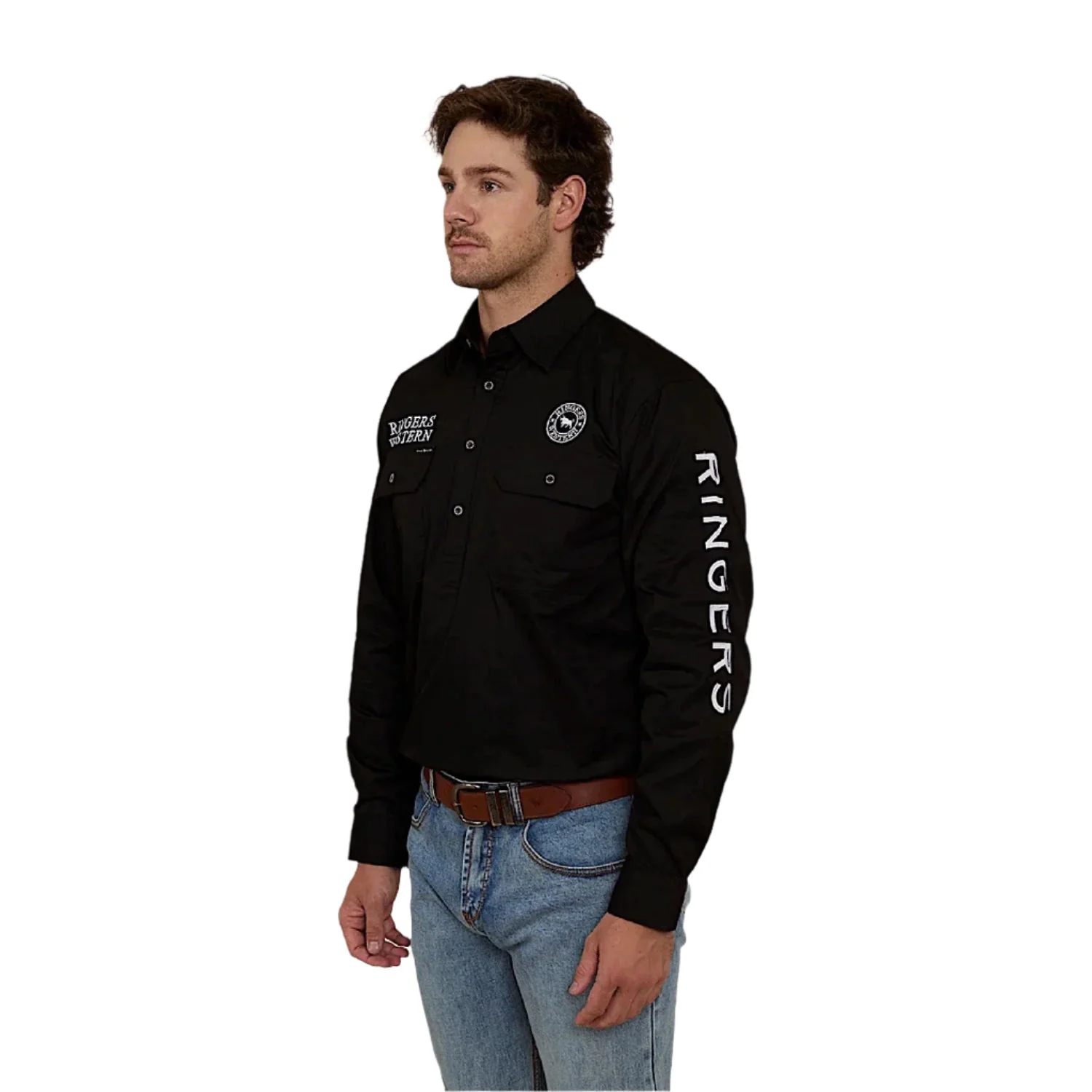 Ringers Western Men's Hawkeye Half Button Work Shirt - Black