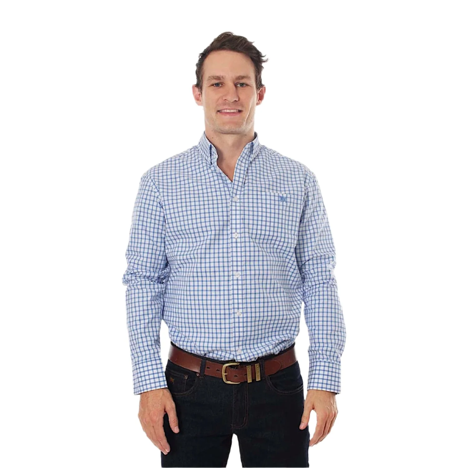 Ringers Western Men's Heritage Check Dress Shirt - Blue / White
