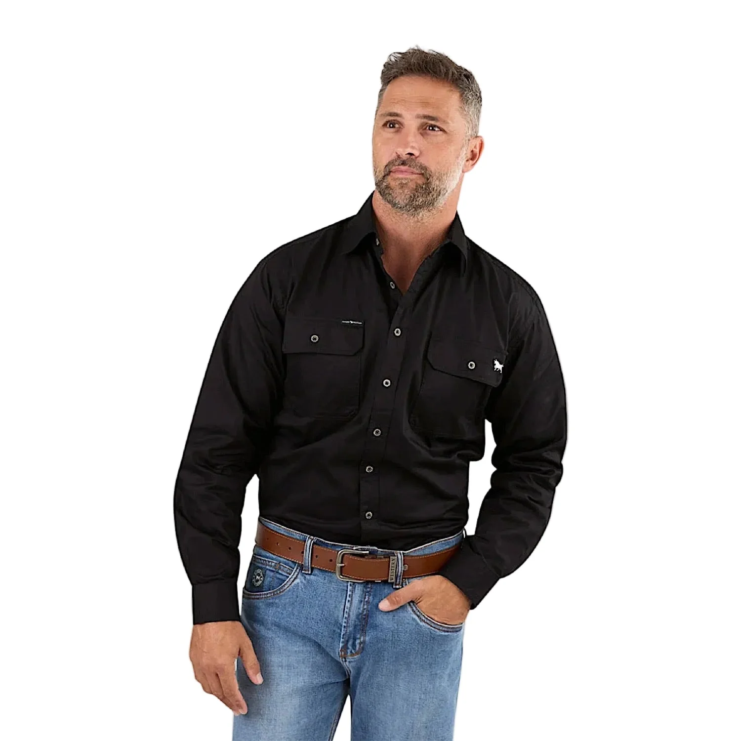 Ringers Western Men's King River Full Button Work Shirt - Black