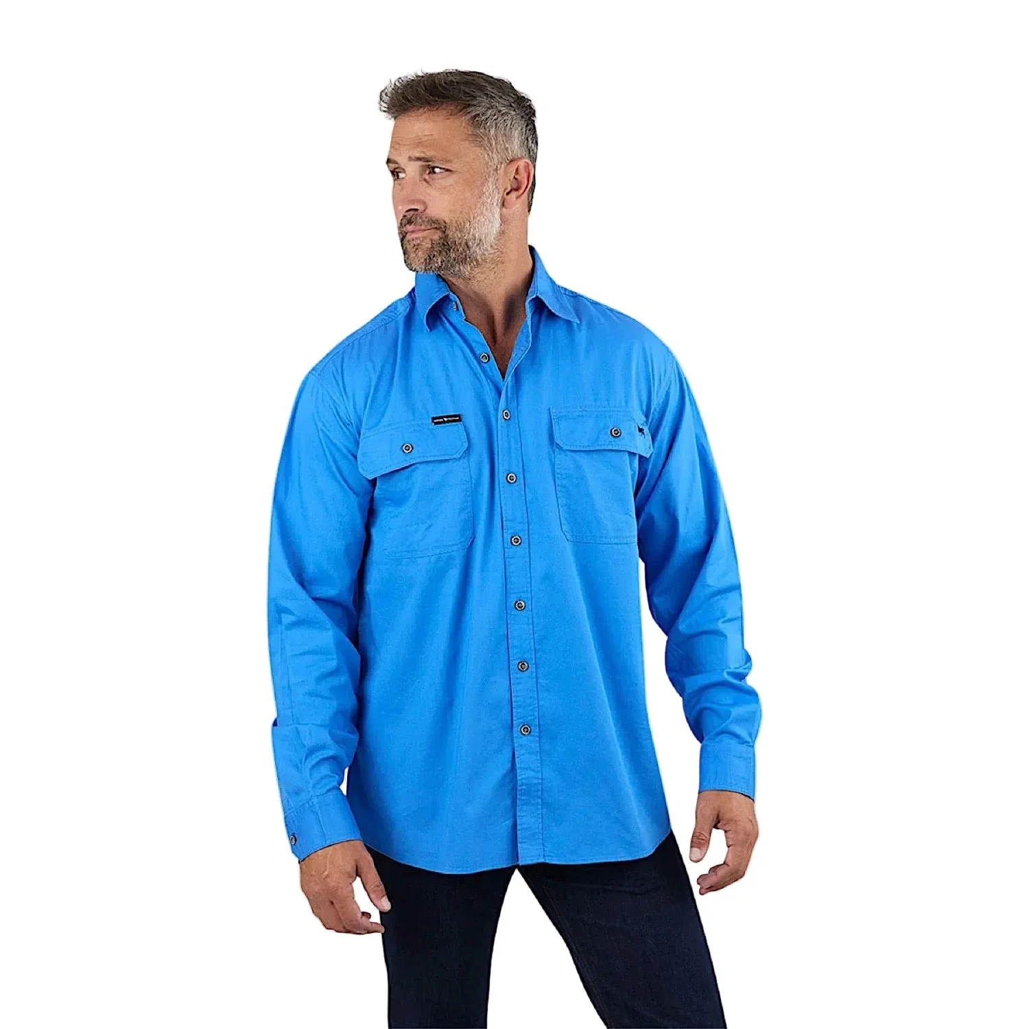 Ringers Western Men's King River Full Button Work Shirt - Blue - Image 3