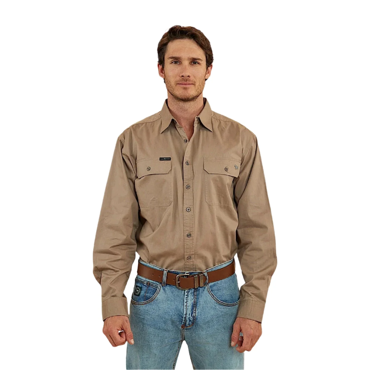Ringers Western Men's King River Full Button Work Shirt - Mushroom