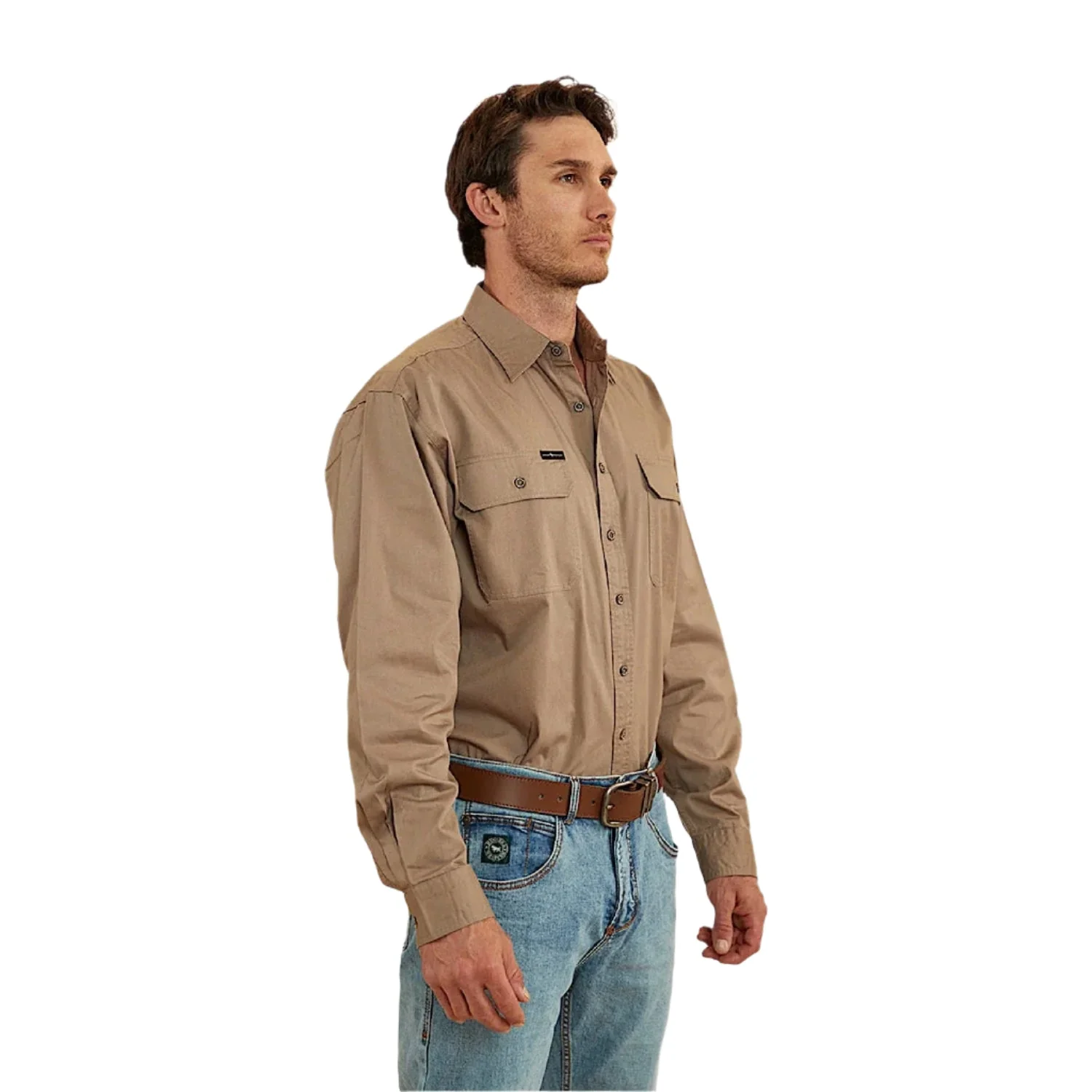Ringers Western Men's King River Full Button Work Shirt - Mushroom - Image 3