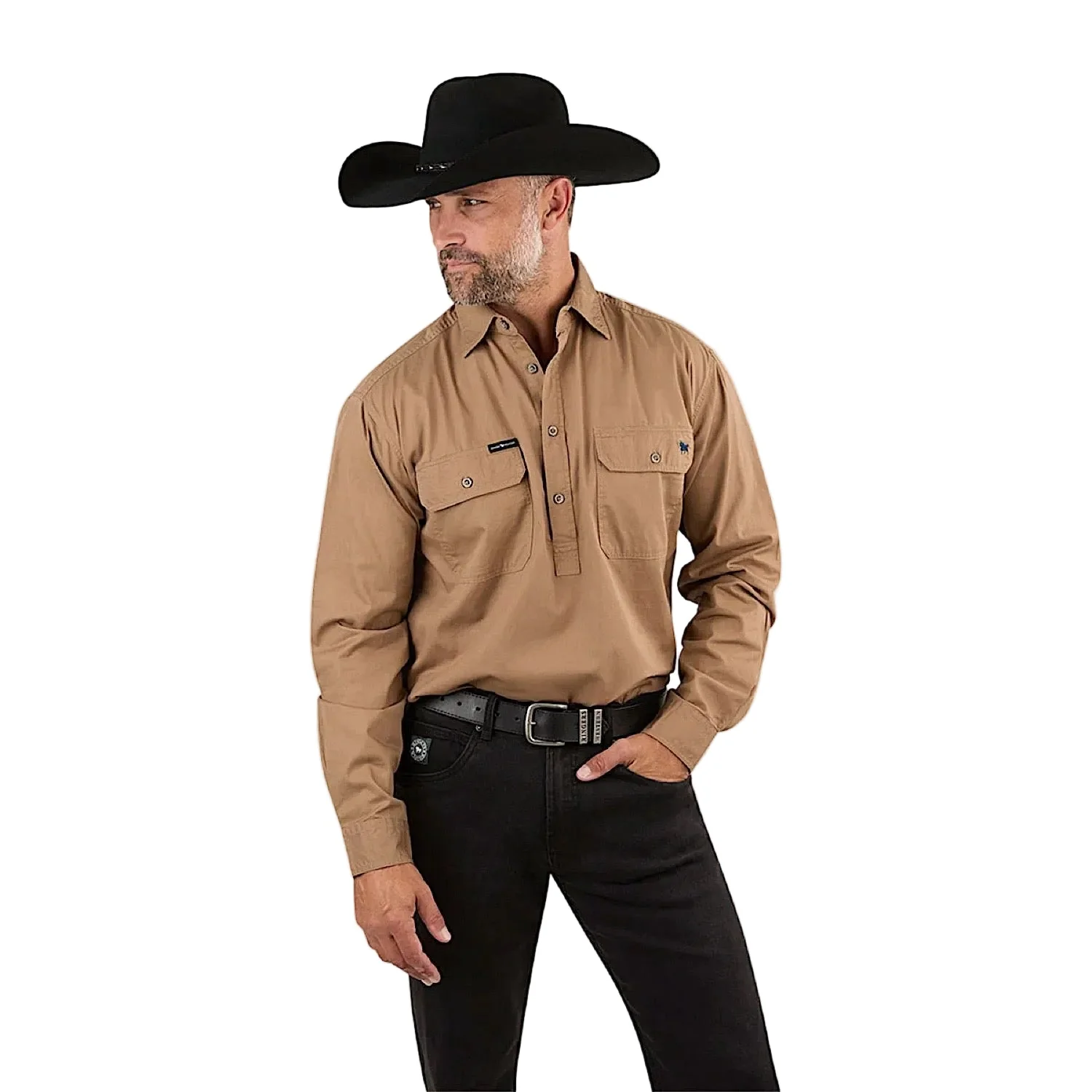 Ringers Western Men's King River Half Button Work Shirt - Clay