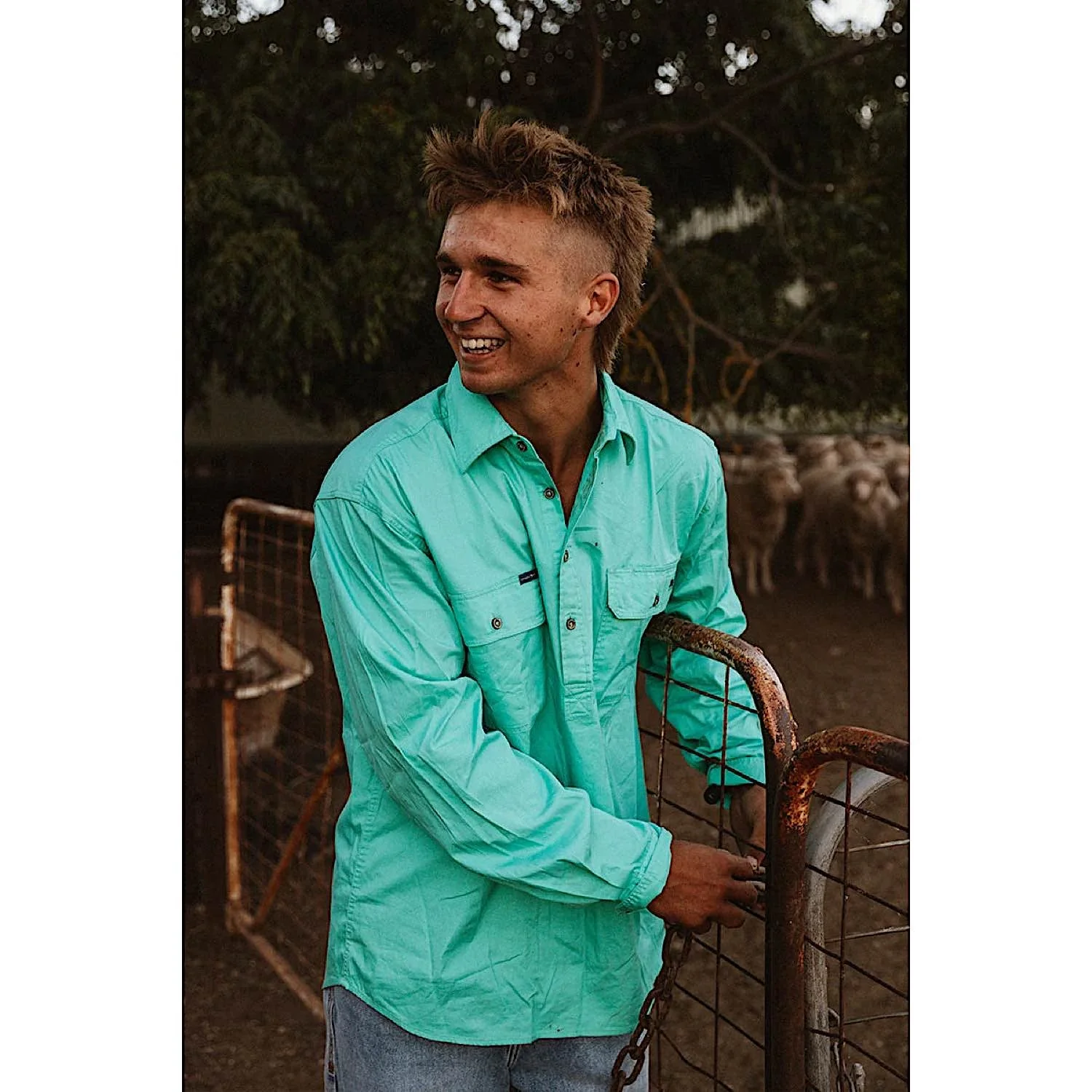 Ringers Western Men's King River Half Button Work Shirt - Mint - Image 2