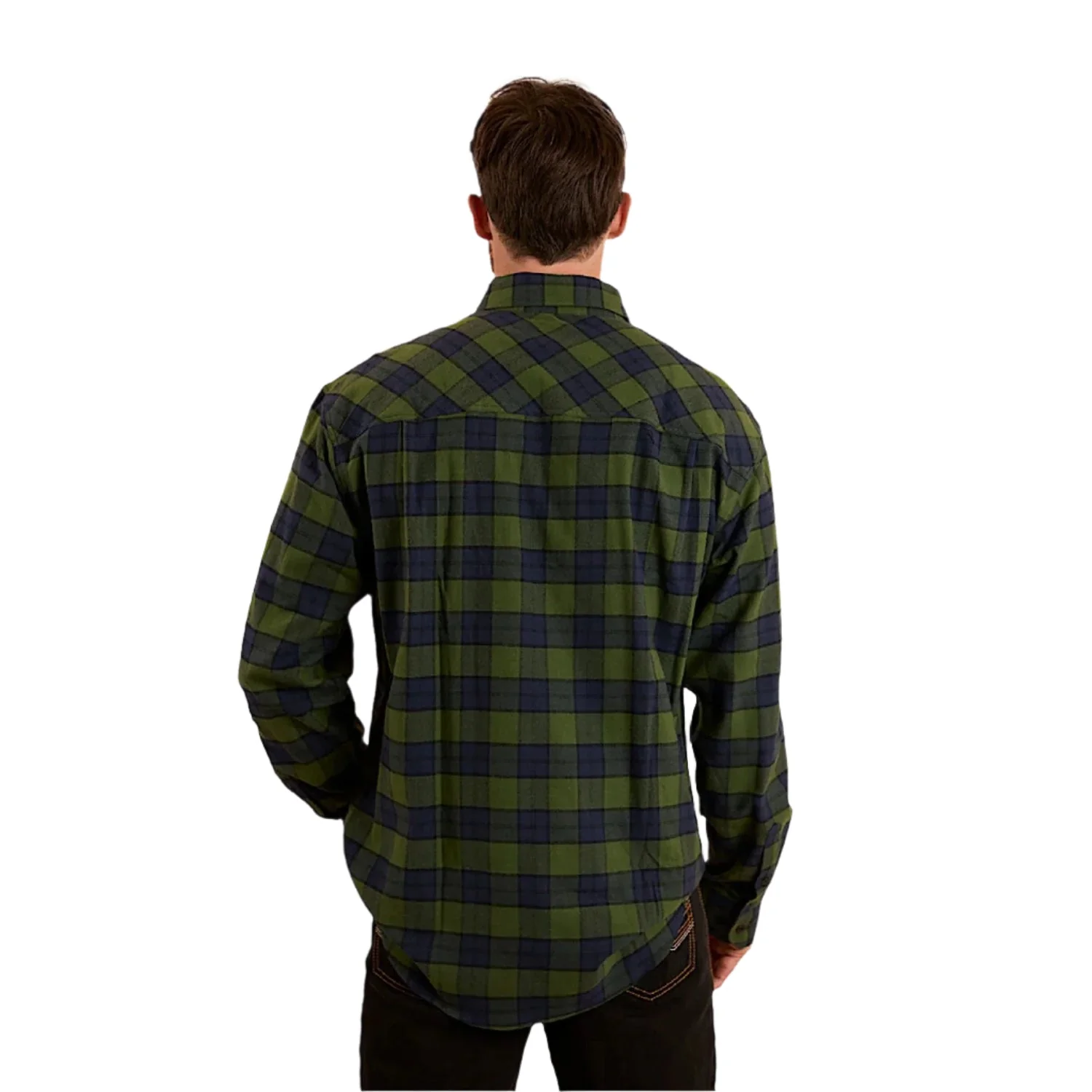 Ringers Western Men's Kingswood Half Button Flannel - Pine / Navy - Image 2