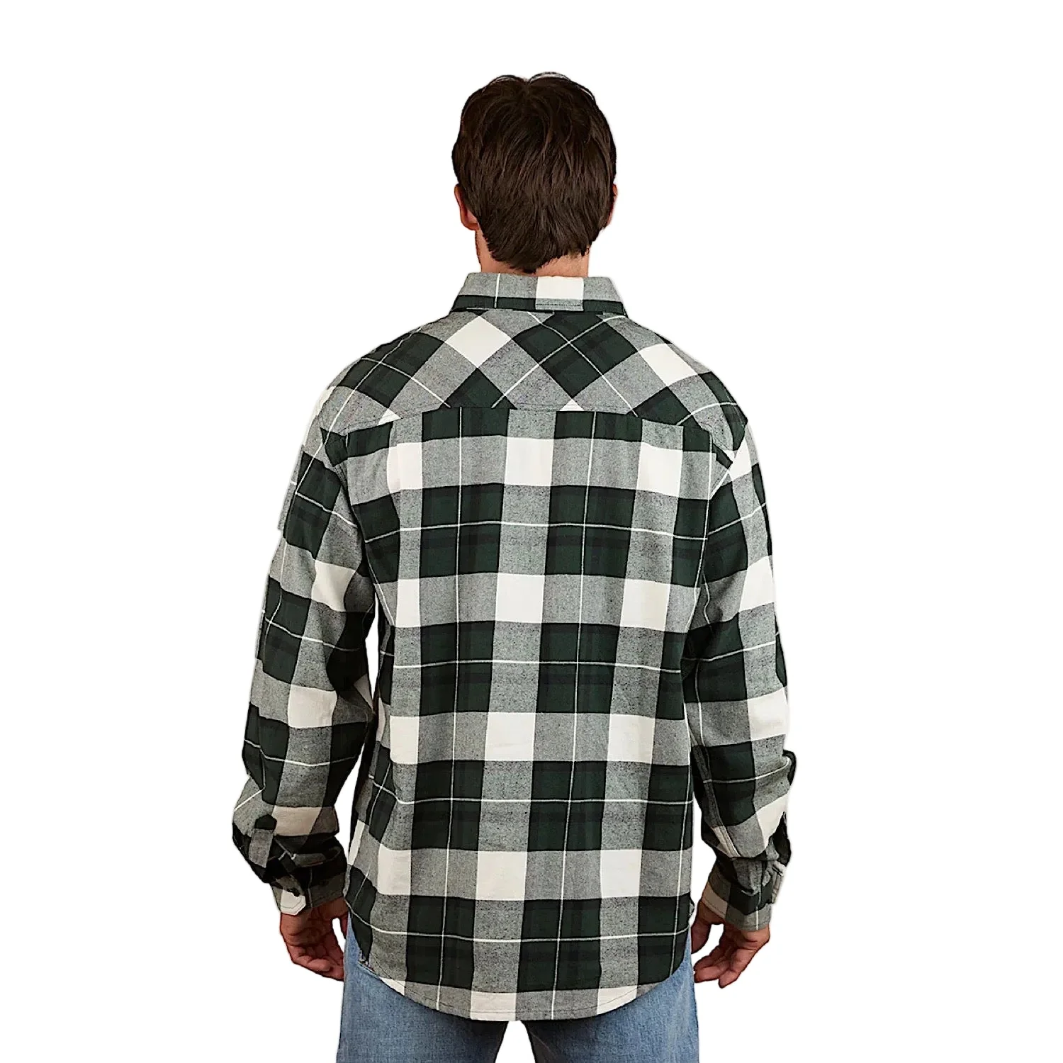 Ringers Western Men's Kingswood Half Button Flannel - Pine / White - Image 3