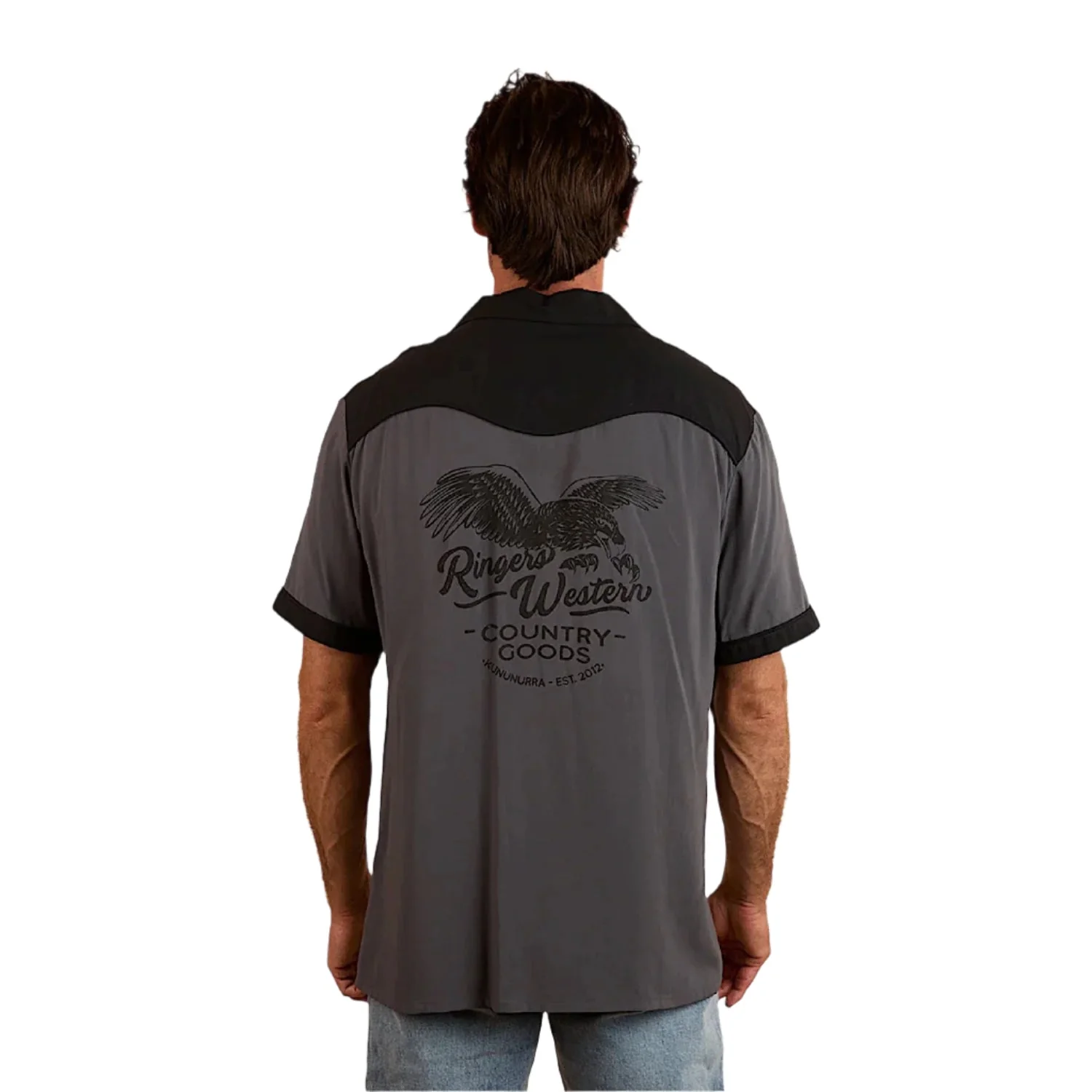 Ringers Western Men's Lineman Bowling Shirt - Charcoal - Image 2