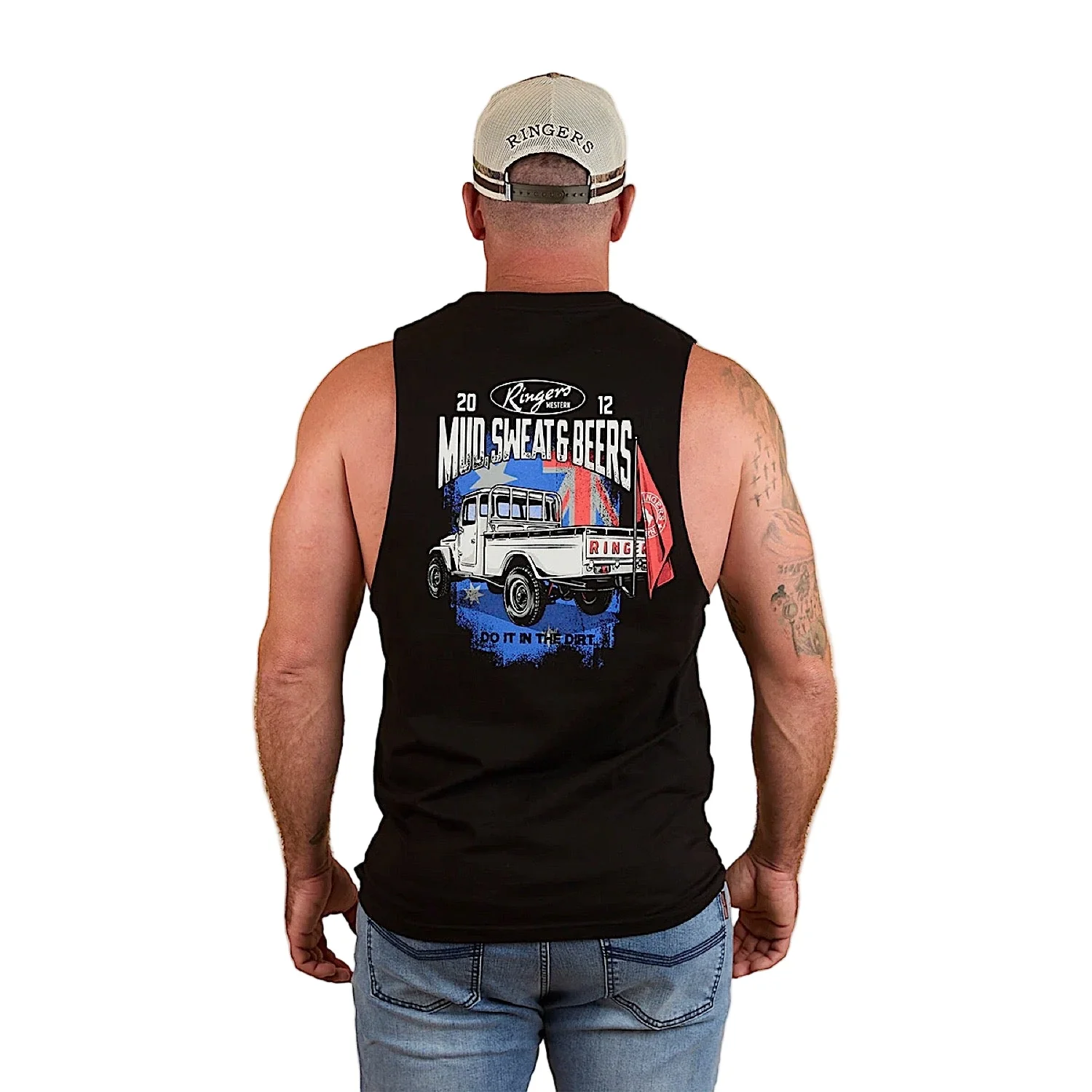 Ringers Western Men's Mud Sweat Beers Muscle Tank - Black - Image 2