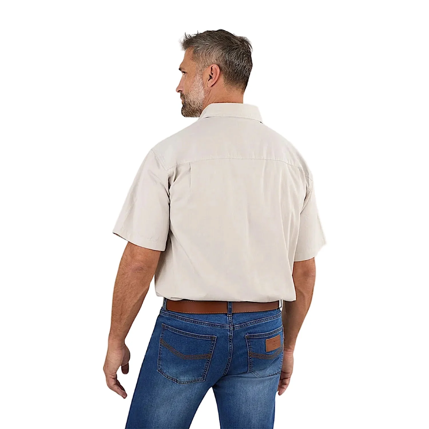Ringers Western Men's Pack Saddle Short Sleeve Half Button Work Shirt - Beige - Image 2