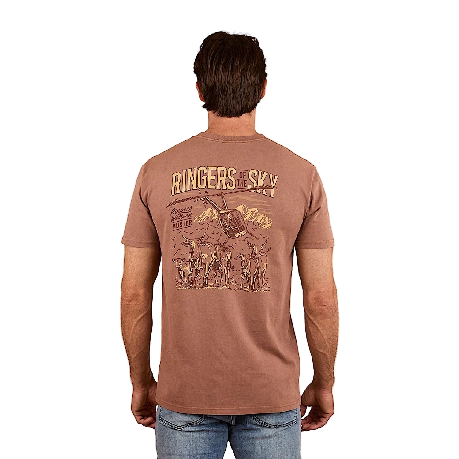 Ringers Western Men's Ringers of the Sky Stock Fit T-Shirt - Saddle Brown - Image 2