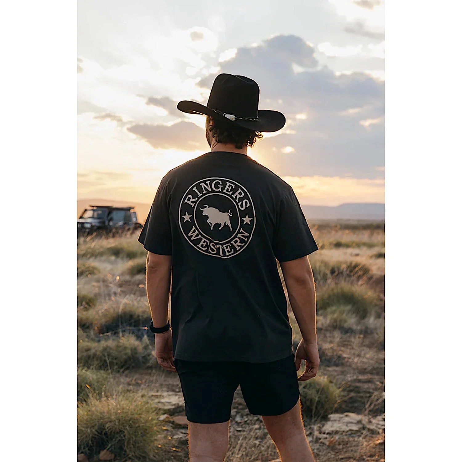 Ringers Western Men's Signature Bull Loose T-Shirt - Charcoal/Dark Sand - Image 2