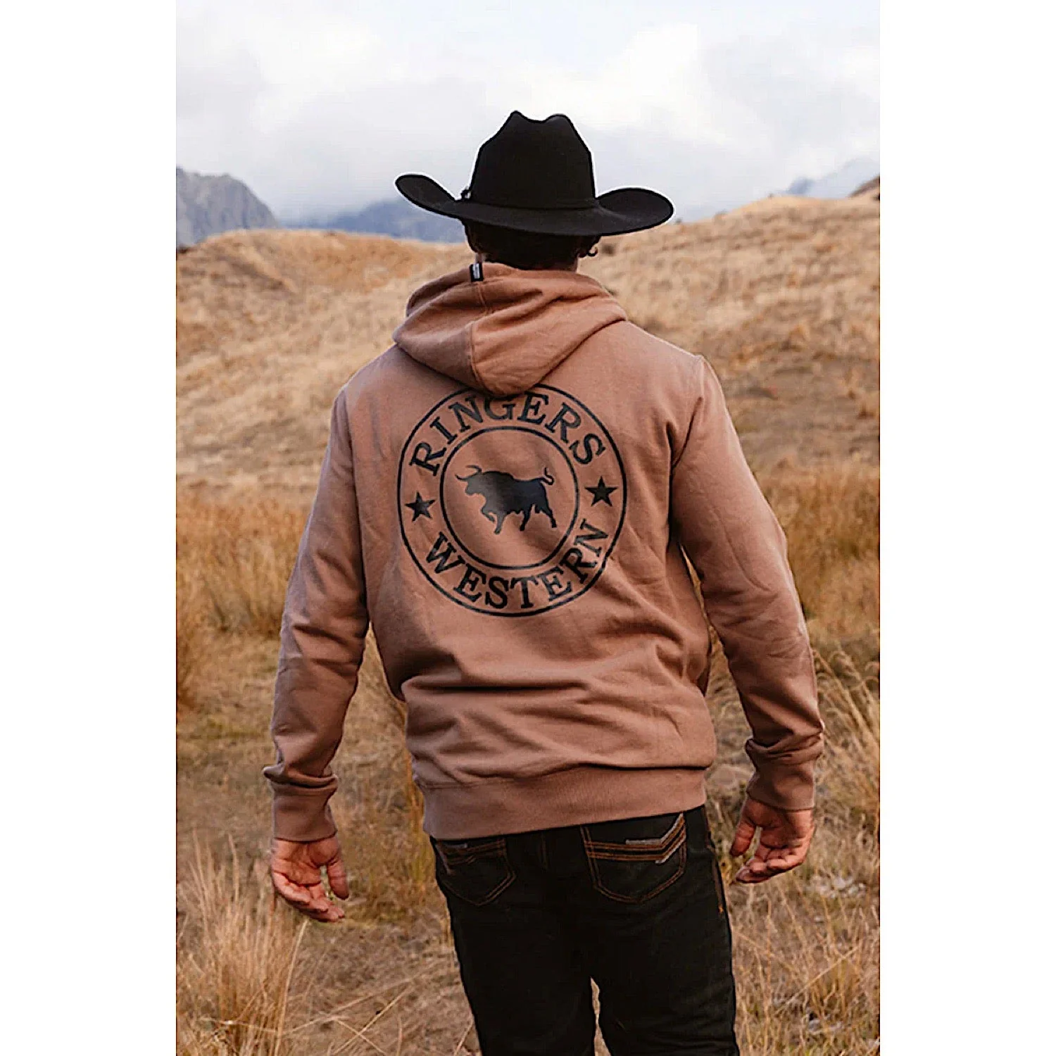 Ringers Western Men's Signature Bull Pullover Hoodie - Almond/Black - Image 2