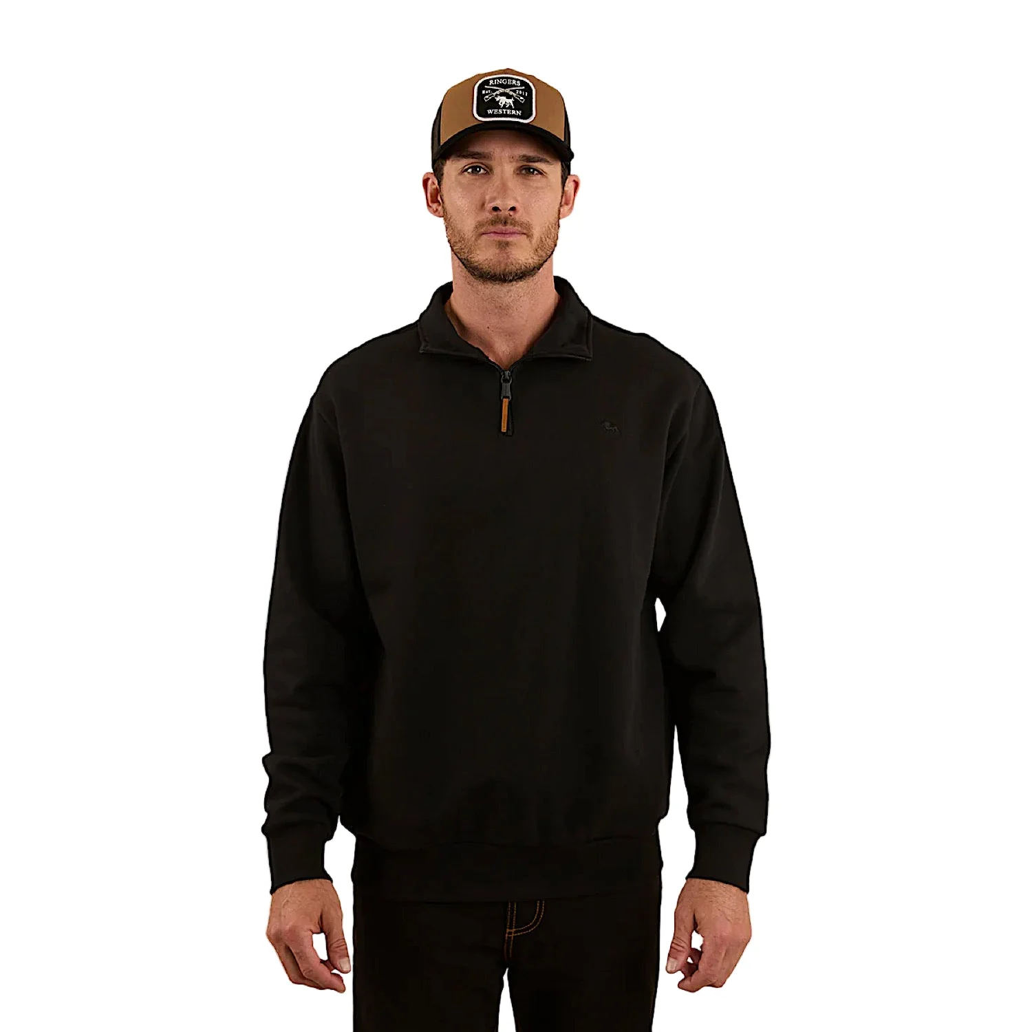 Ringers Western Men's Strand 1/4 Zip Crew - Black