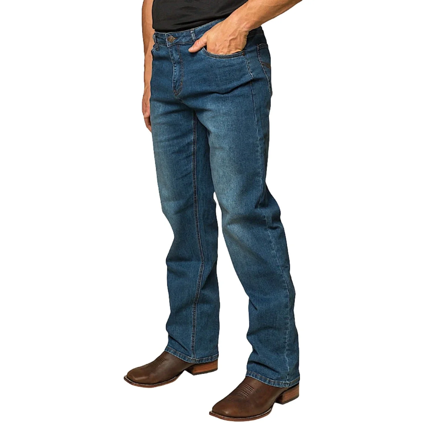 Ringers Western Men's Sturt Relaxed Leg Jean - Mid Blue - Image 4