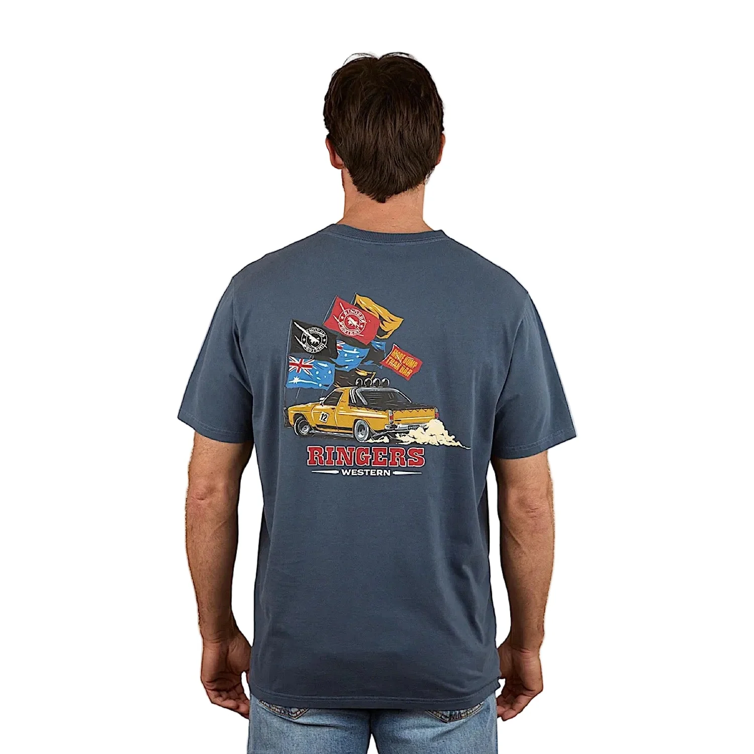 Ringers Western Men's Ute Flag Loose Fit T-Shirt - Washed Navy