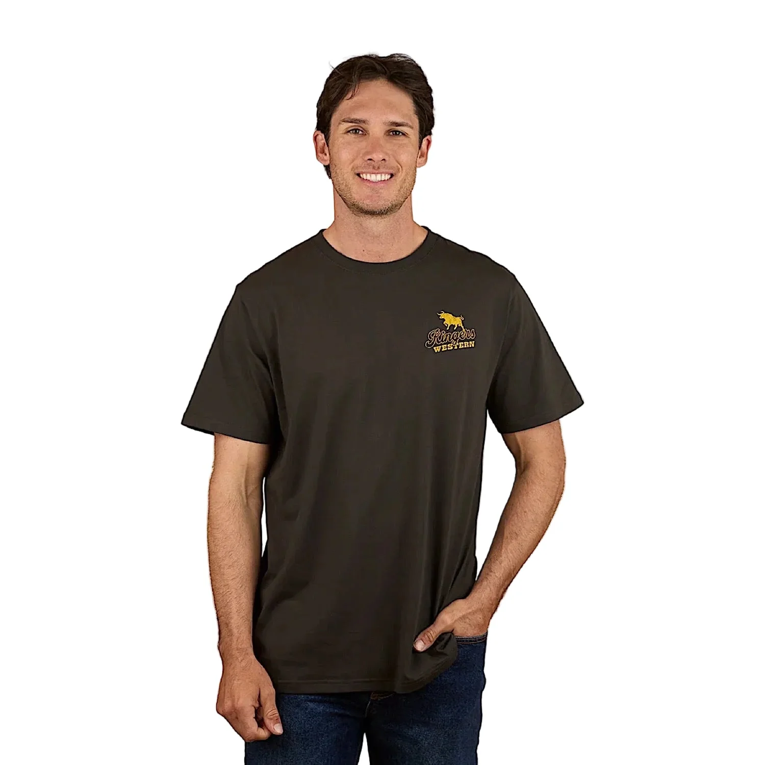 Ringers Western Men's Wedge-Tail Rampage Loose Fit T-Shirt - Charcoal - Image 2