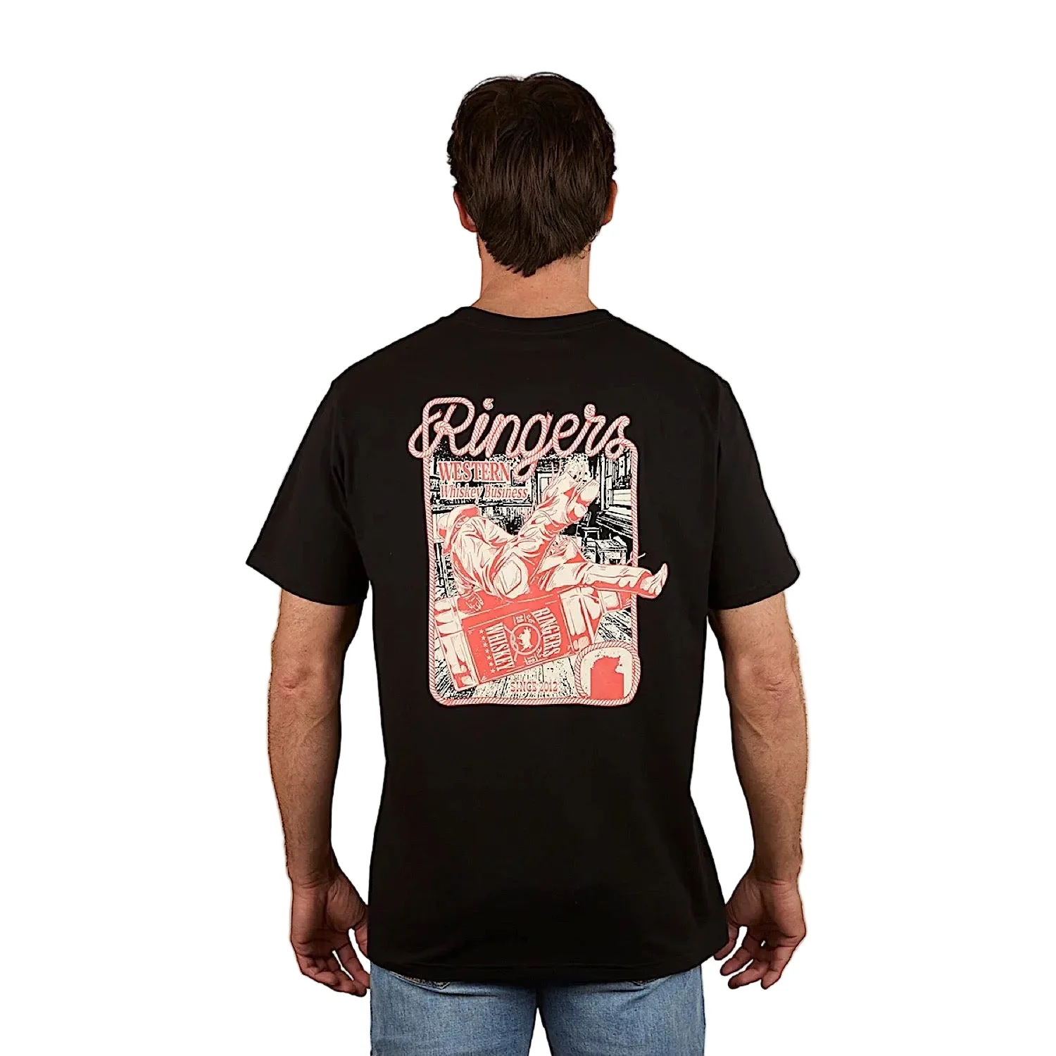 Ringers Western Men's Whiskey Business Loose Fit T-Shirt - Black