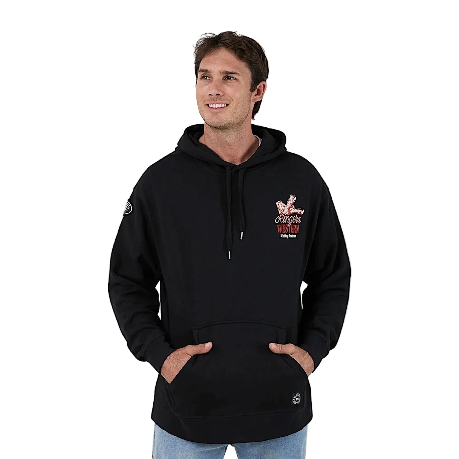 Ringers Western Men's Whiskey Business Pullover Hoodie - Black - Image 2