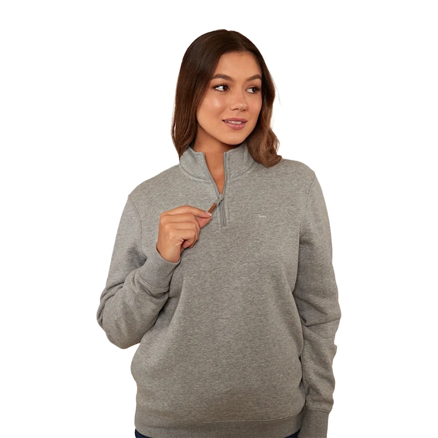 Ringers Western Peninsula Women's 1/4 Zip Crew - Grey Marle - Image 5