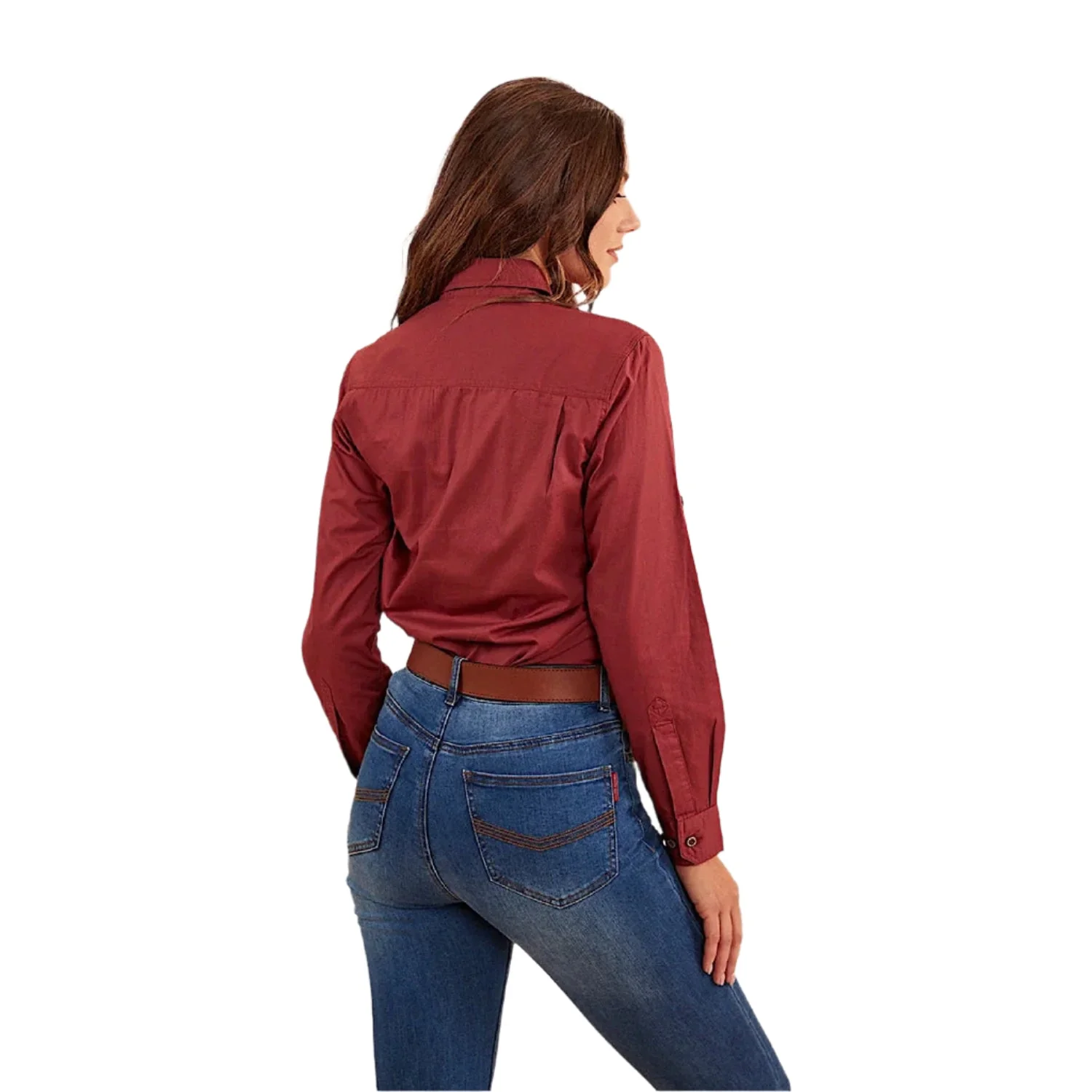 Ringers Western Women’s Pentecost River Half Button Work Shirt - Cedar - Image 2