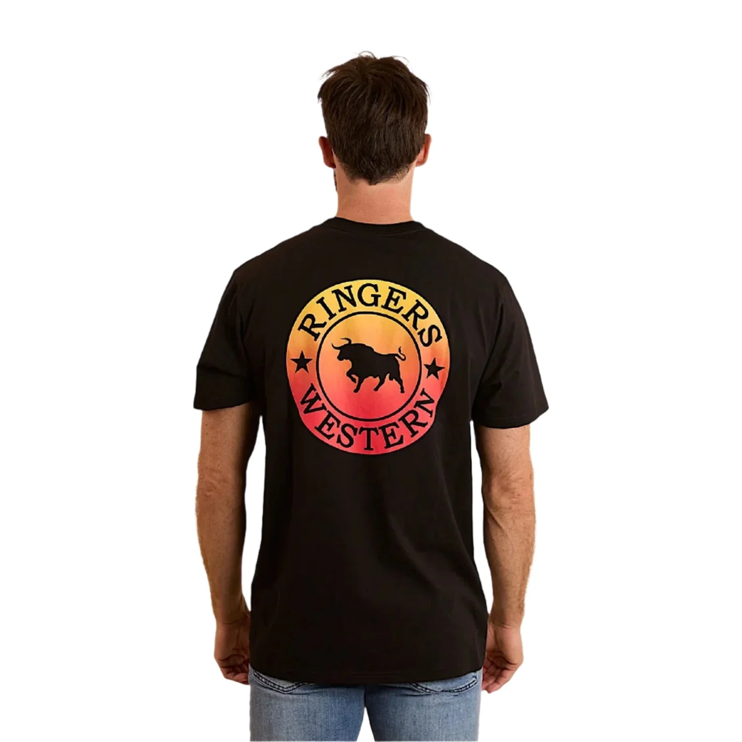 Ringers Western Men's Signature Bull Loose T-Shirt - Black Fade - Image 2