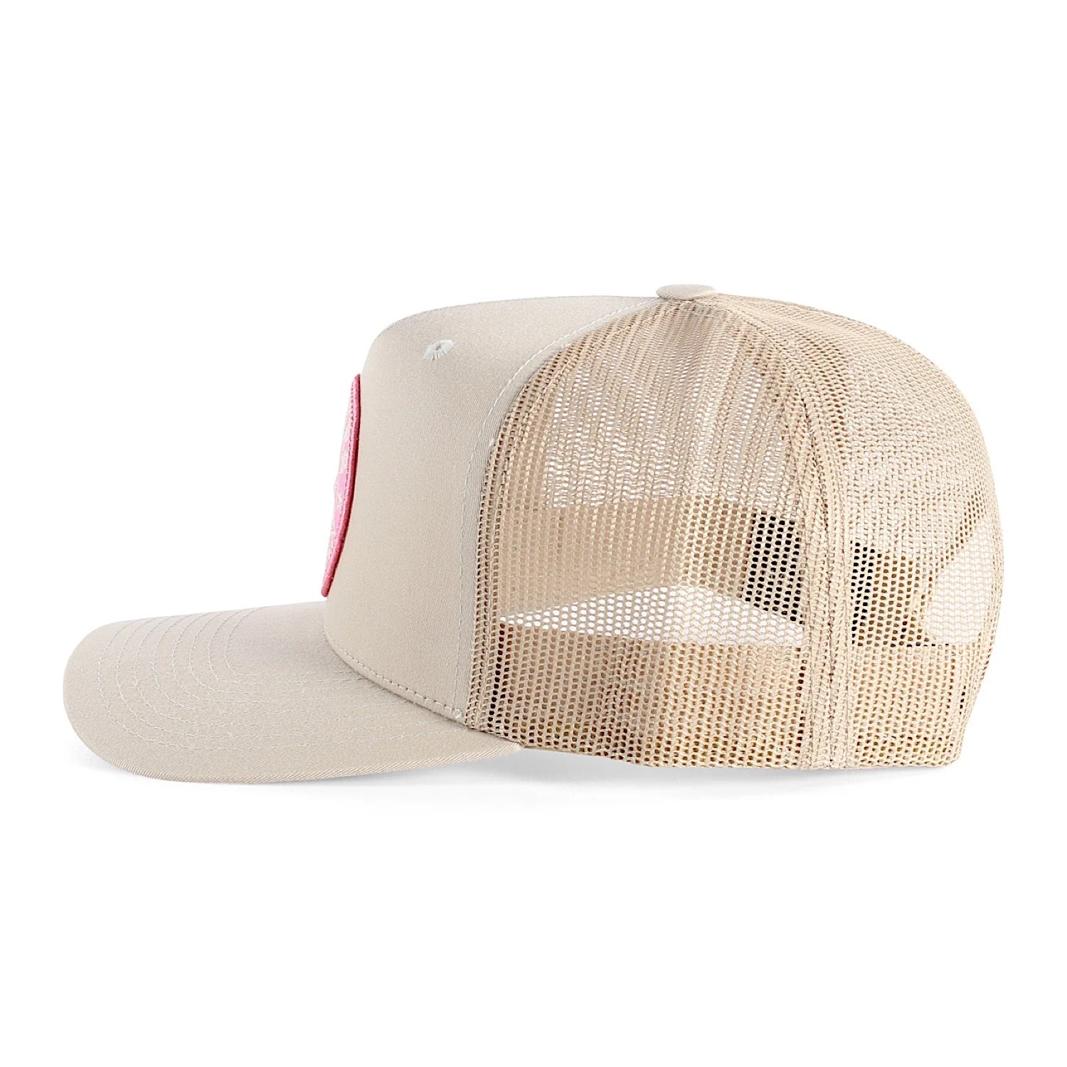 Ringers Western Signature Bull Trucker Cap - Bone with Pink & Bone Patch - Image 2