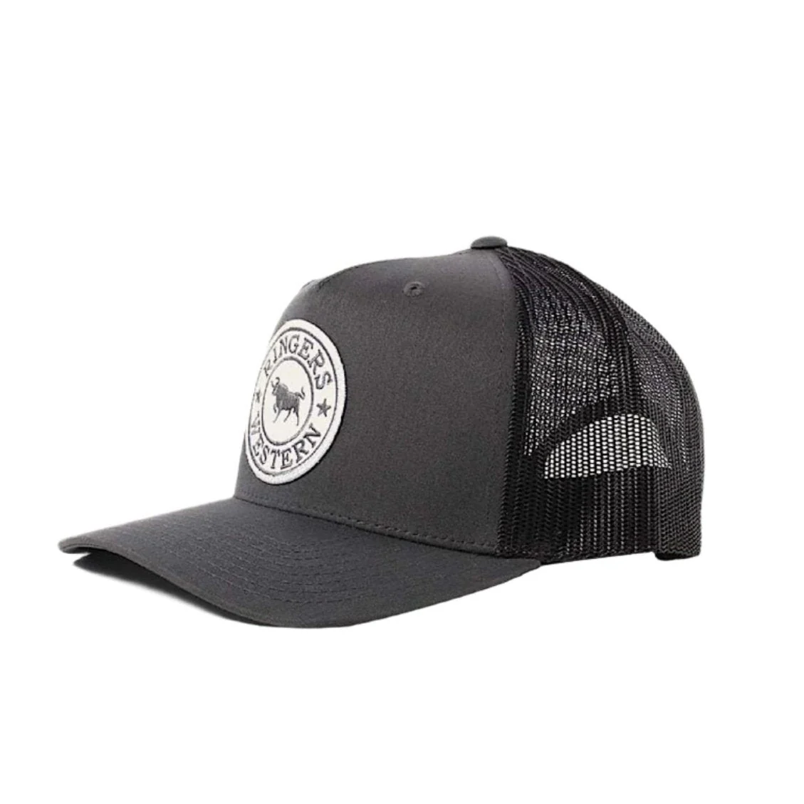 Ringers Western Signature Bull Trucker Cap - Charcoal with Charcoal & White Patch