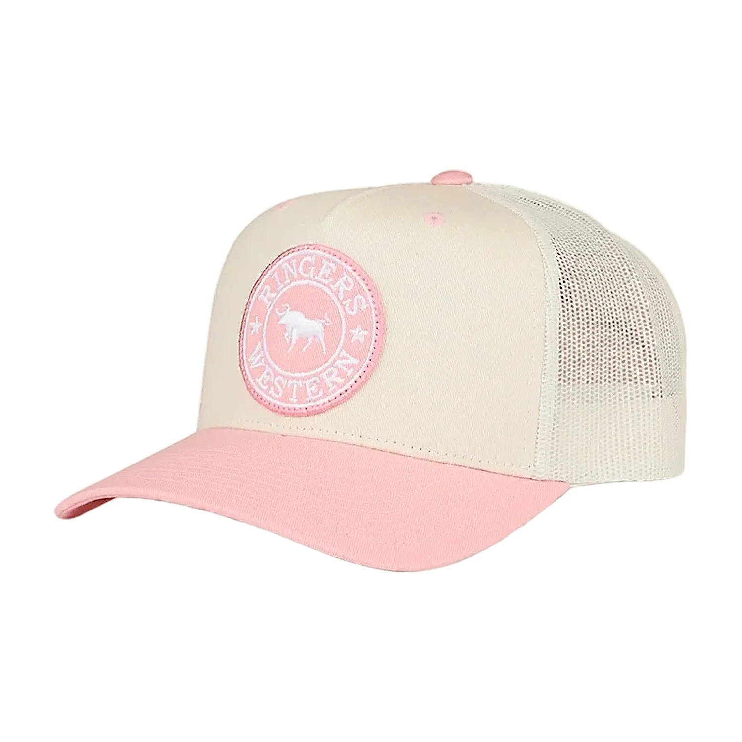 Ringers Western Signature Bull Trucker Cap - Rosey/Off White