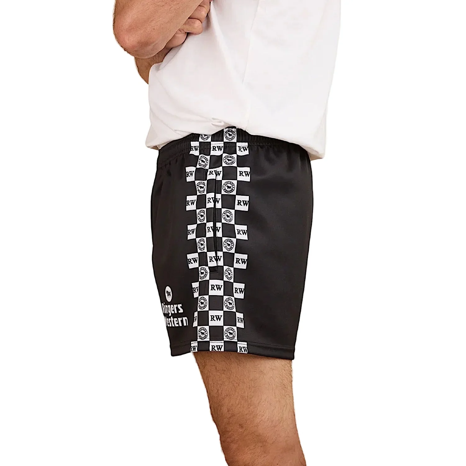 Ringers Western Unisex RW Check Footy Short - Black - Image 2