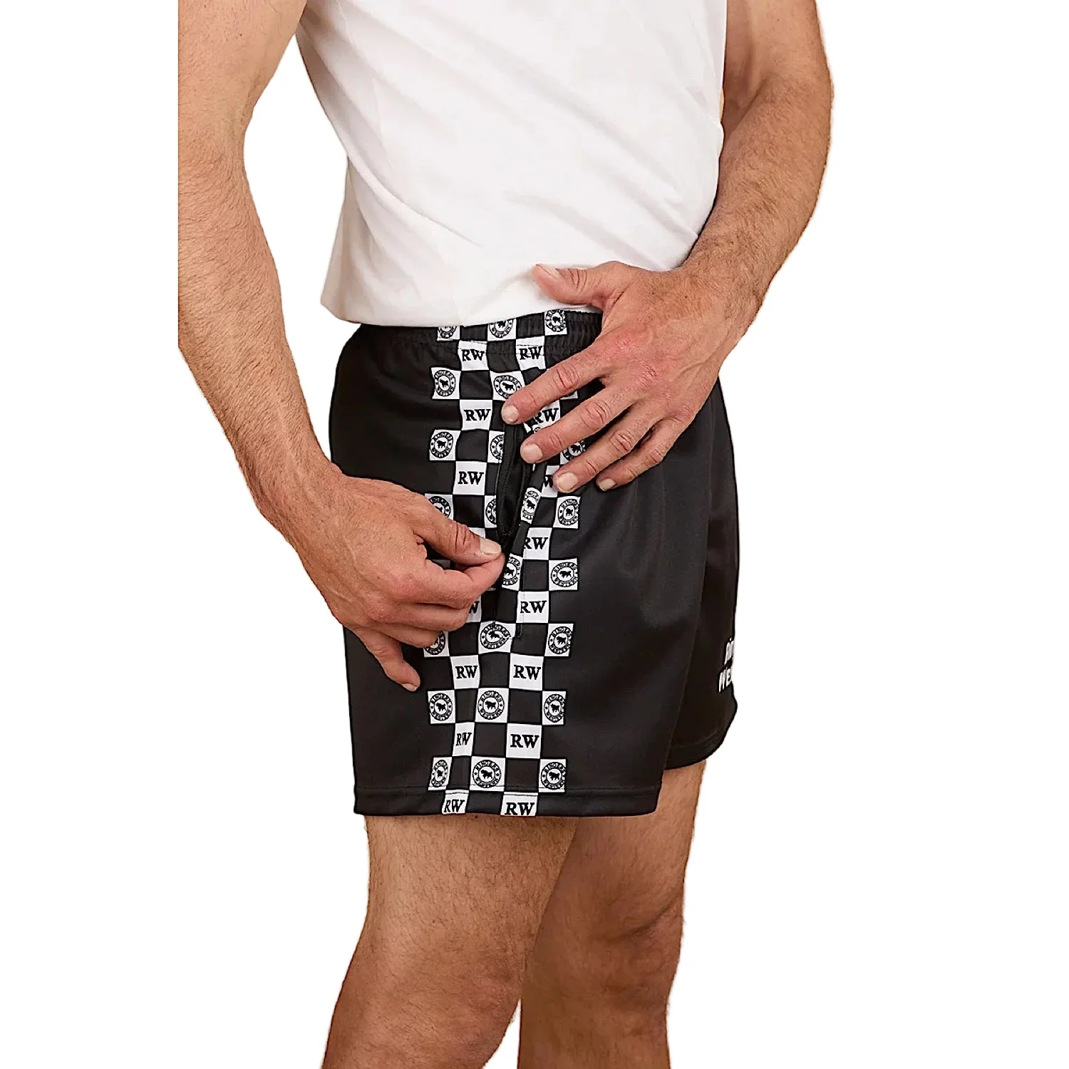 Ringers Western Unisex RW Check Footy Short - Black - Image 4