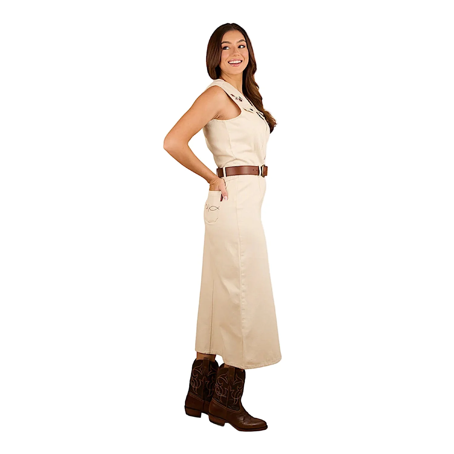 Ringers Western Women's Airlie Denim Dress - Off White - Image 2