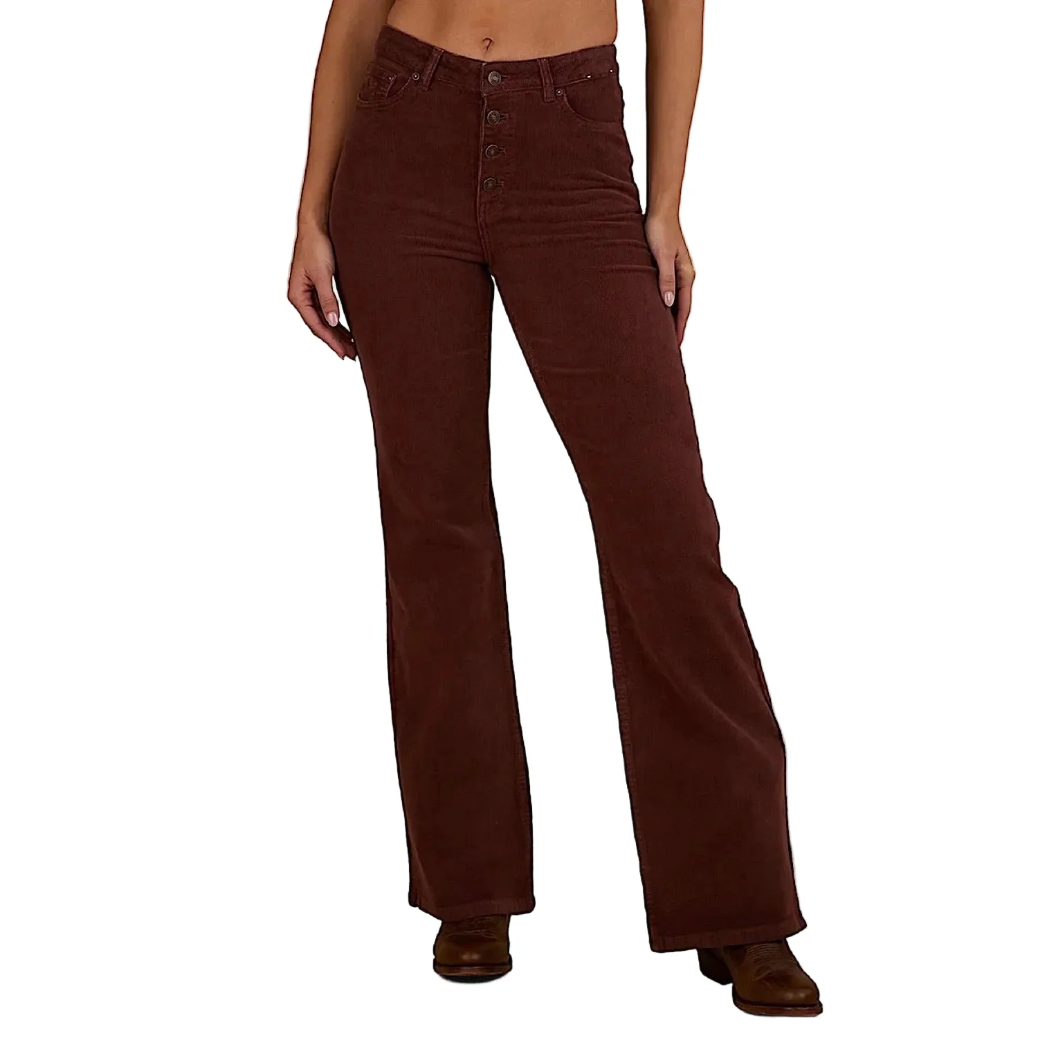 Ringers Western Women's Betsy Corduroy High Rise Bootleg Jean - Cabernet