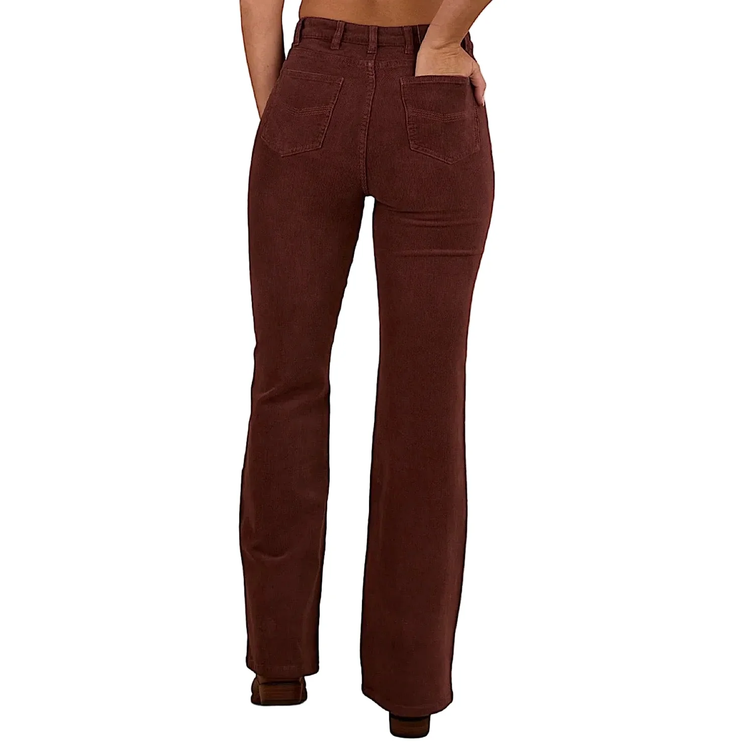 Ringers Western Women's Betsy Corduroy High Rise Bootleg Jean - Cabernet - Image 3