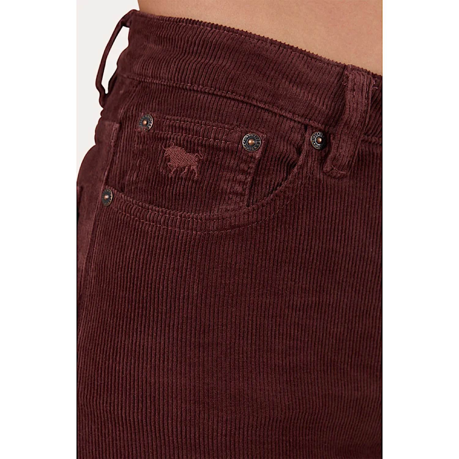 Ringers Western Women's Betsy Corduroy High Rise Bootleg Jean - Cabernet - Image 5