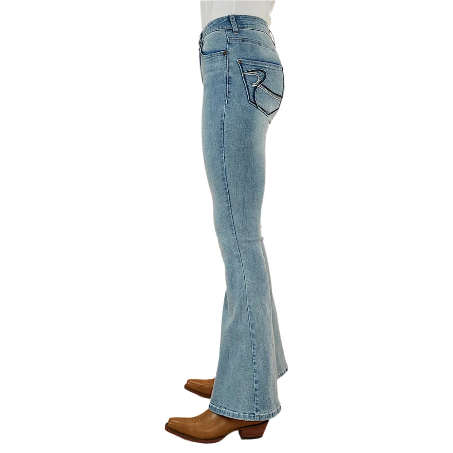 Ringers Western Women's Bowie Flare Jean - Light Blue - Image 3