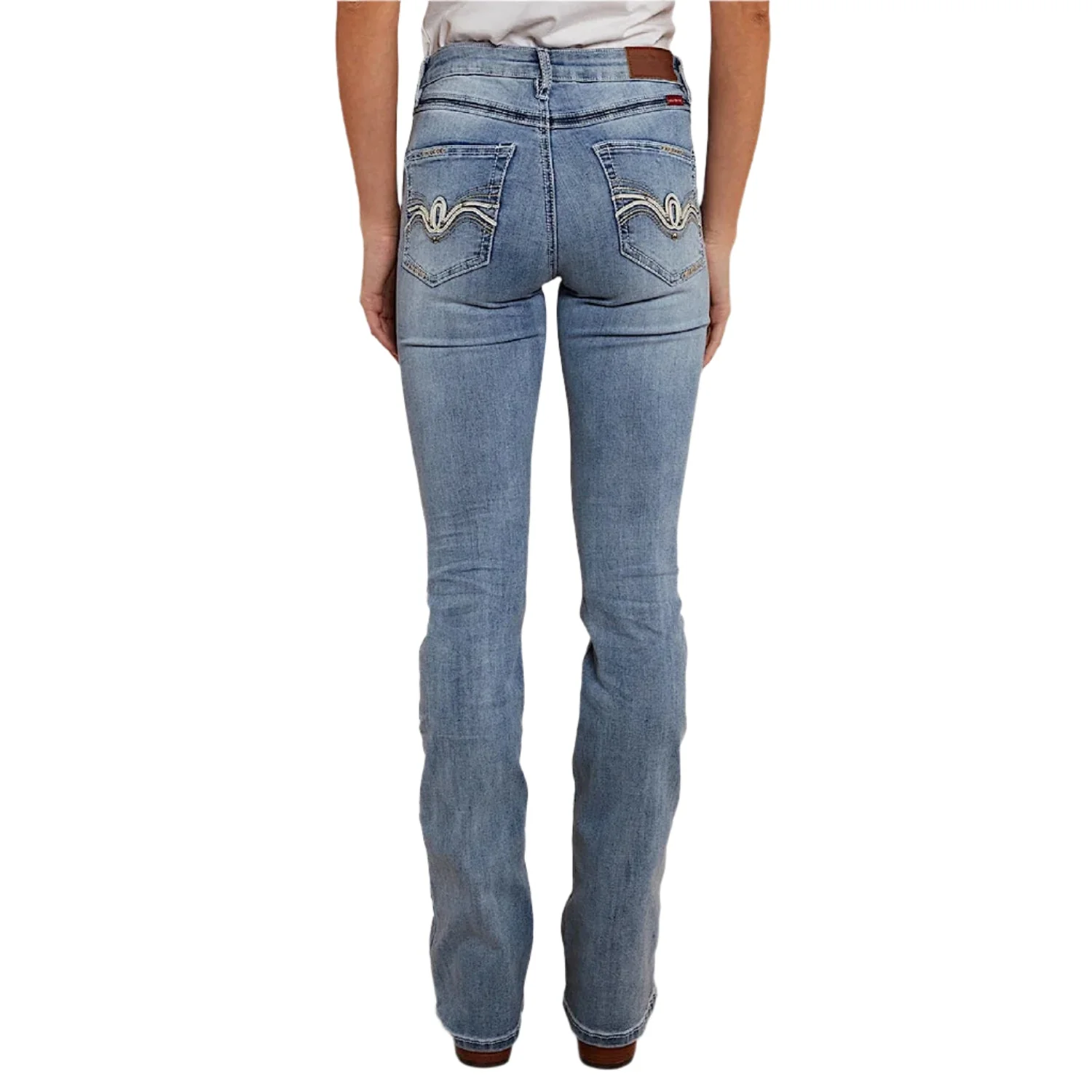 Ringers Western Women's Caroline Rodeo Mid Rise Bootleg Jean - Light Blue