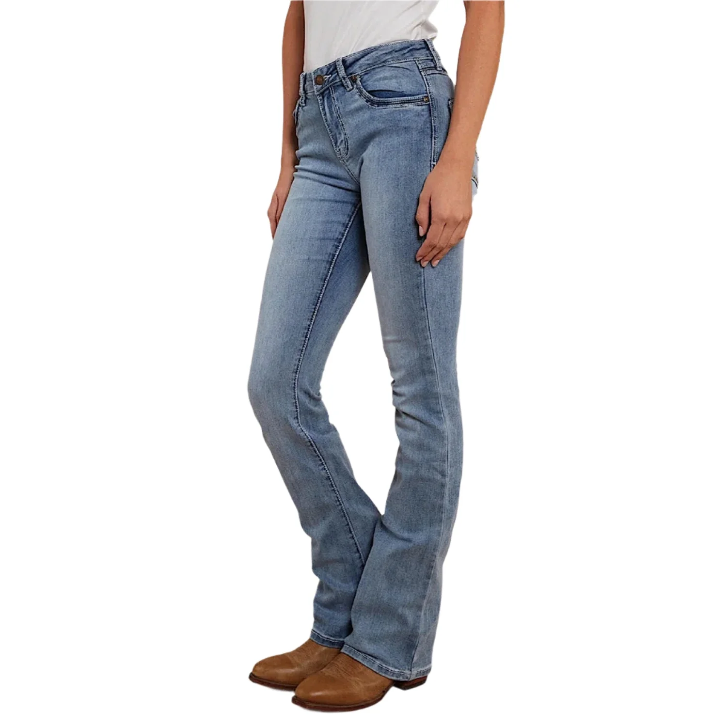 Ringers Western Women's Caroline Rodeo Mid Rise Bootleg Jean - Light Blue - Image 3