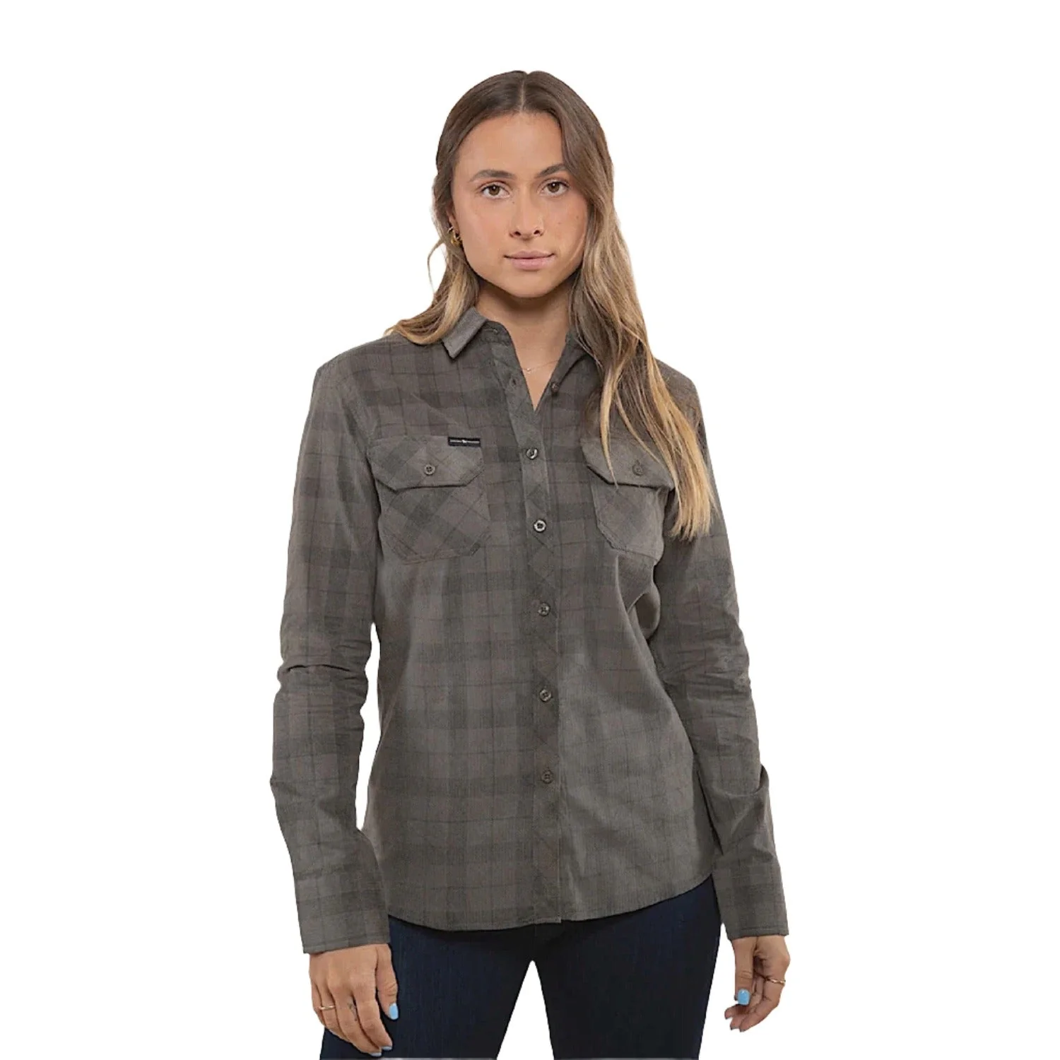 Ringers Western Women's Corduroy Long Sleeve Shirt - Charcoal