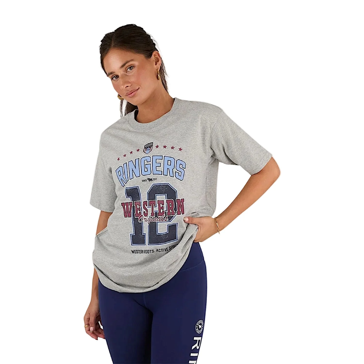 Ringers Western Women's Division Oversized Sport T-Shirt - Grey Marle