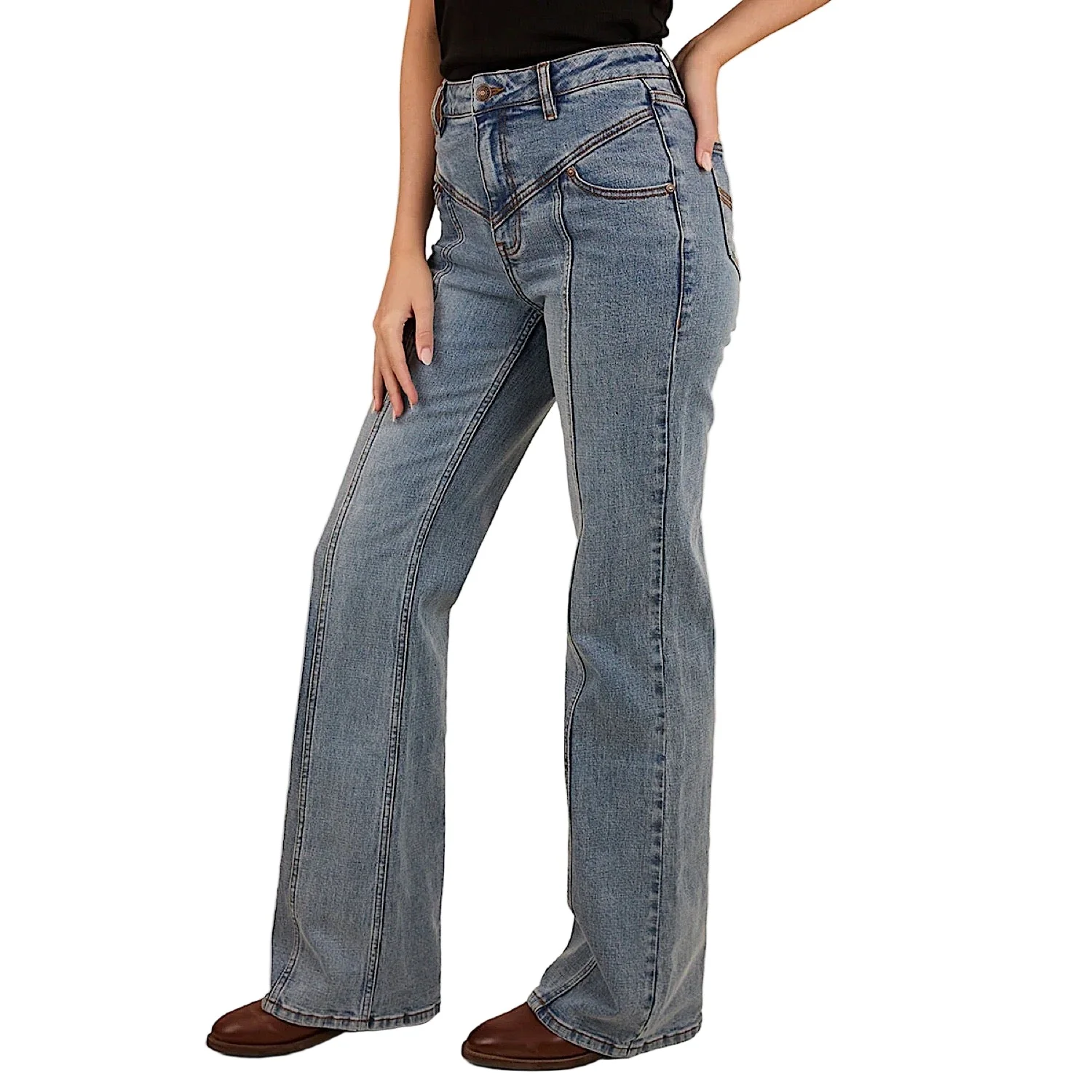 Ringers Western Women's Edith High Rise Bootleg Jean - Light Wash Blue - Image 2