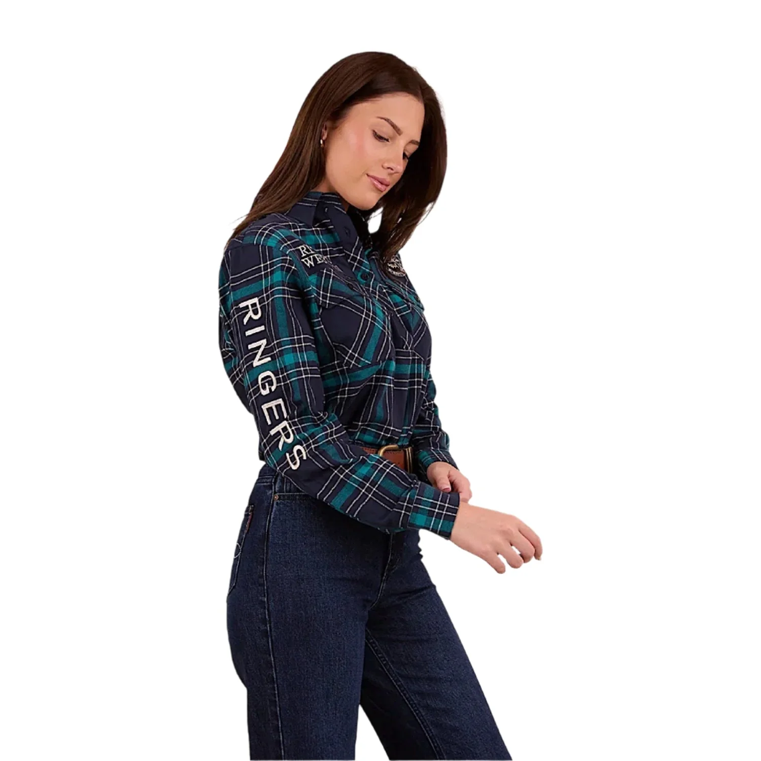 Ringers Western Women's Fingal Half Button Flannel - Navy - Image 2