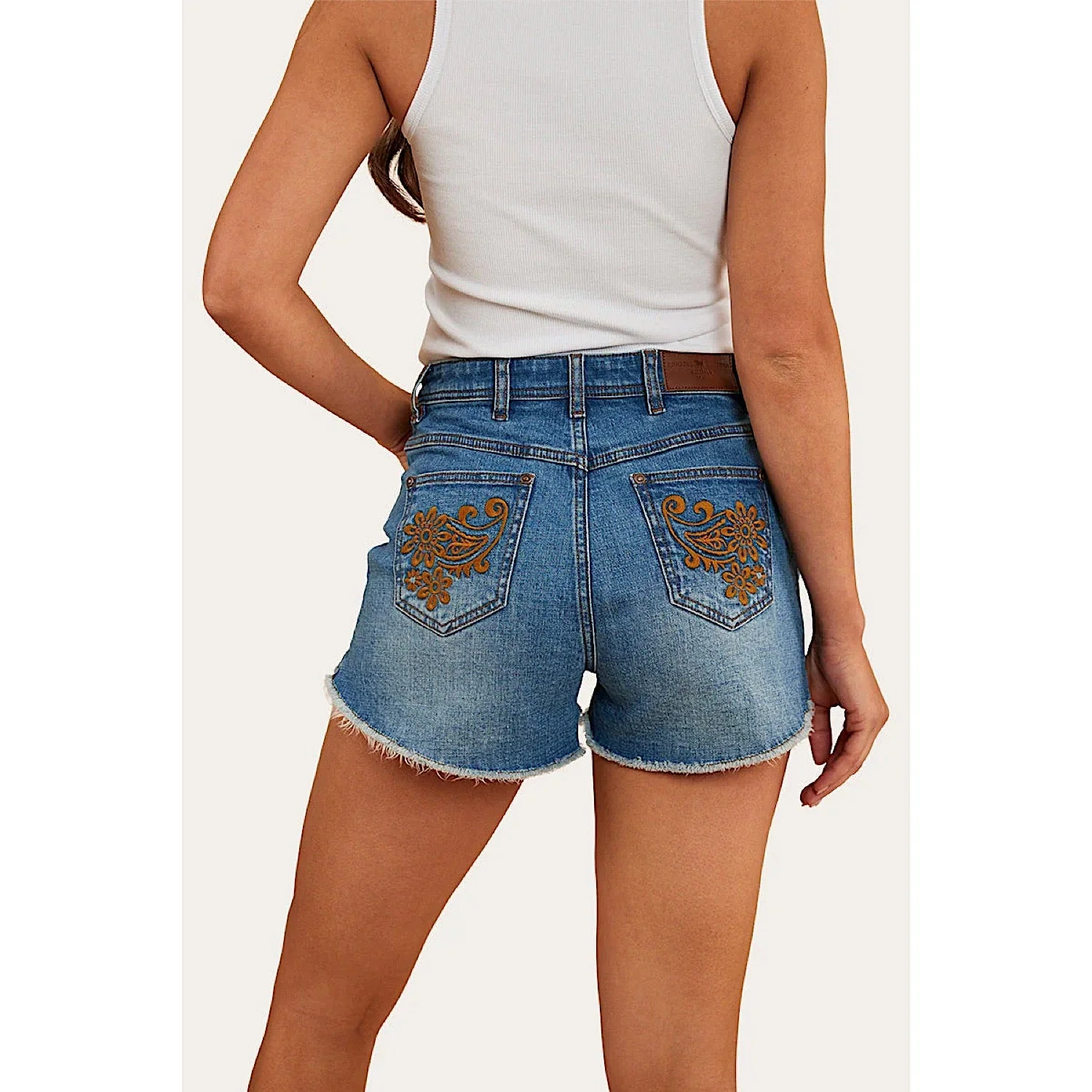 Ringers Western Women's Gracie Denim Short - Mid Wash Blue - Image 3