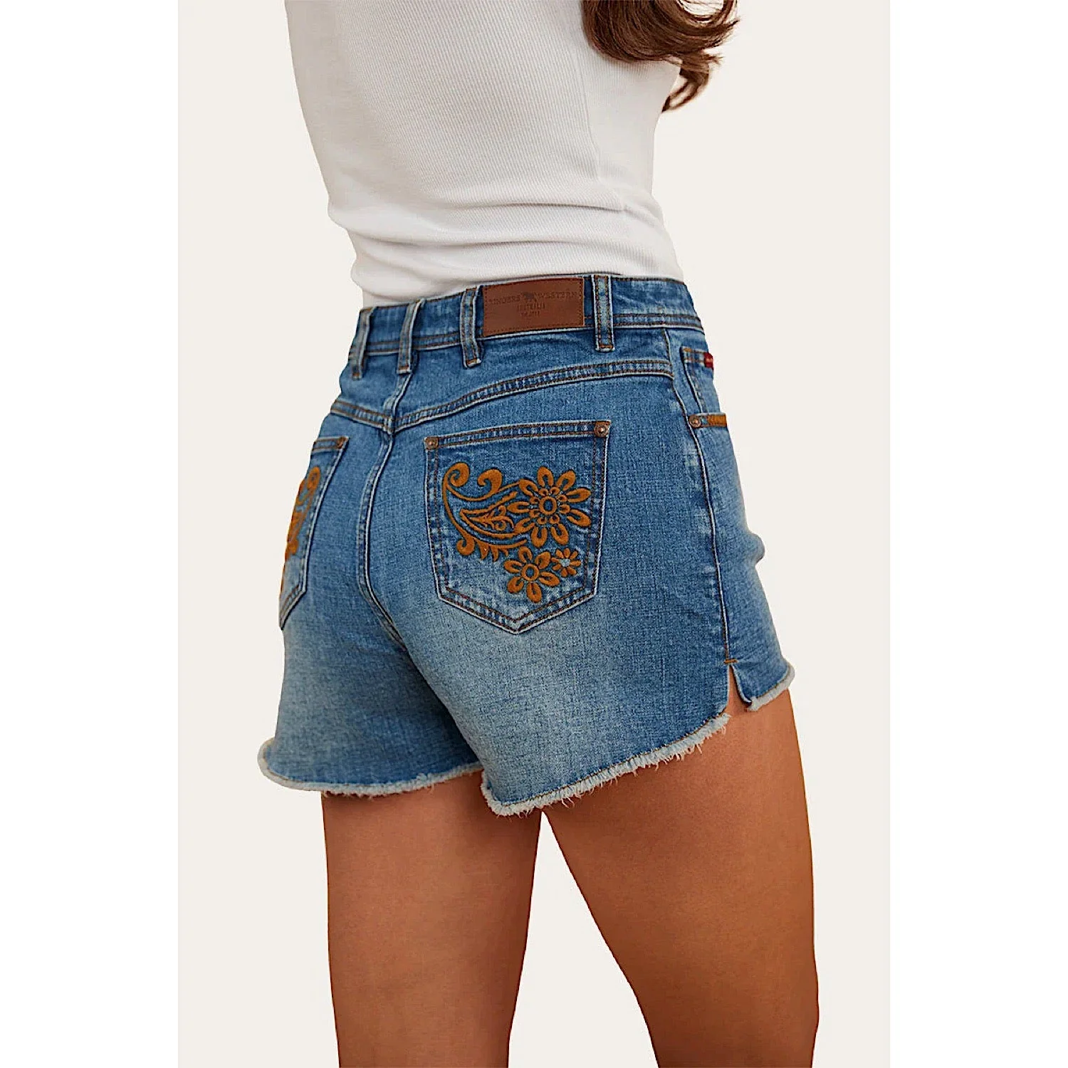 Ringers Western Women's Gracie Denim Short - Mid Wash Blue - Image 4