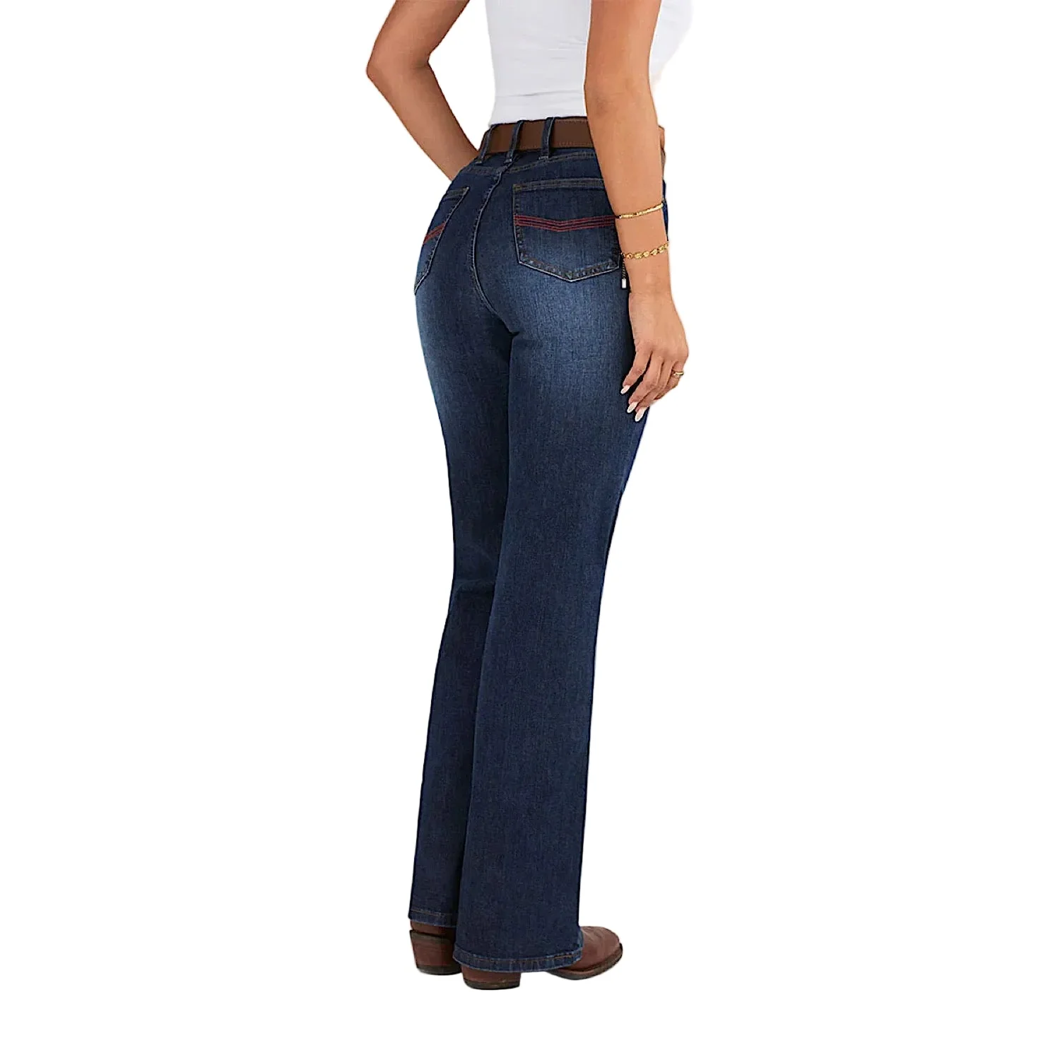 Ringers Western Women's Indi High Rise Bootleg Jean - Dark Blue - Image 3