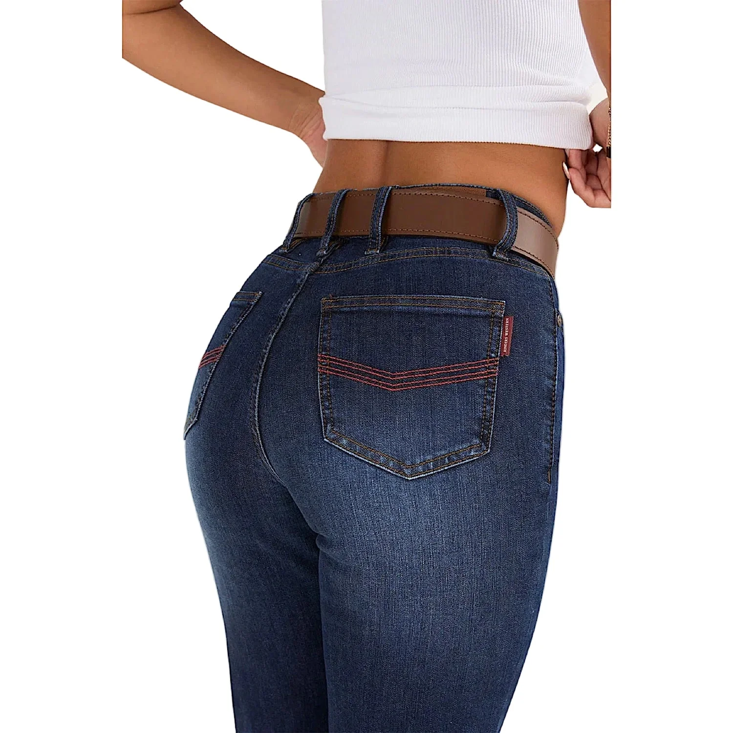 Ringers Western Women's Indi High Rise Bootleg Jean - Dark Blue - Image 4