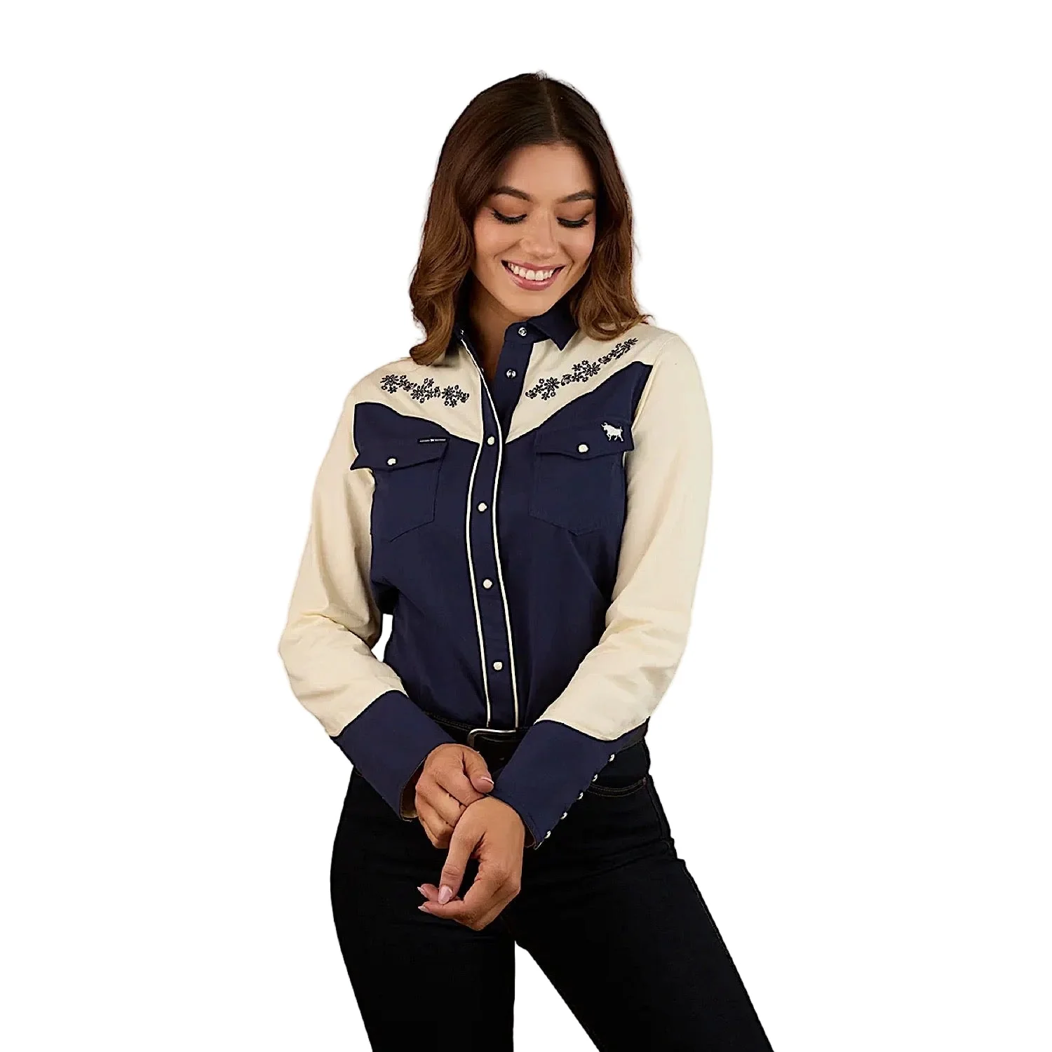 Ringers Western Women's Jacinta Western Shirt - Navy/Off White - Image 3