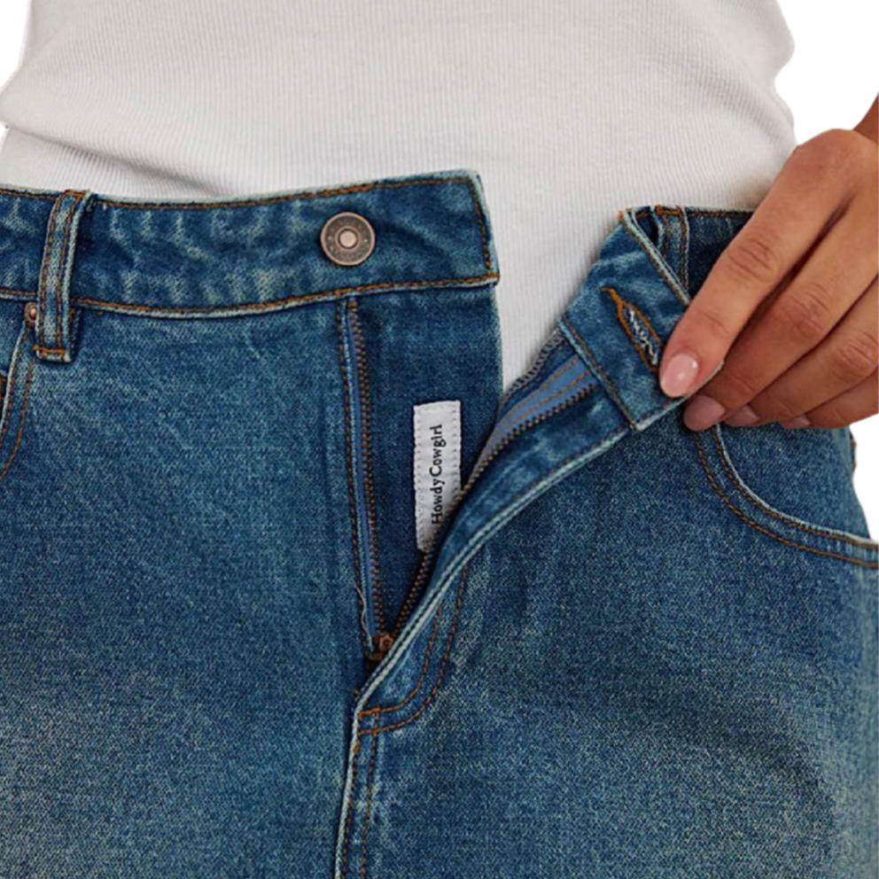 Ringers Western Women's Venice High Rise Denim Skirt - Mid Wash Blue - Image 3