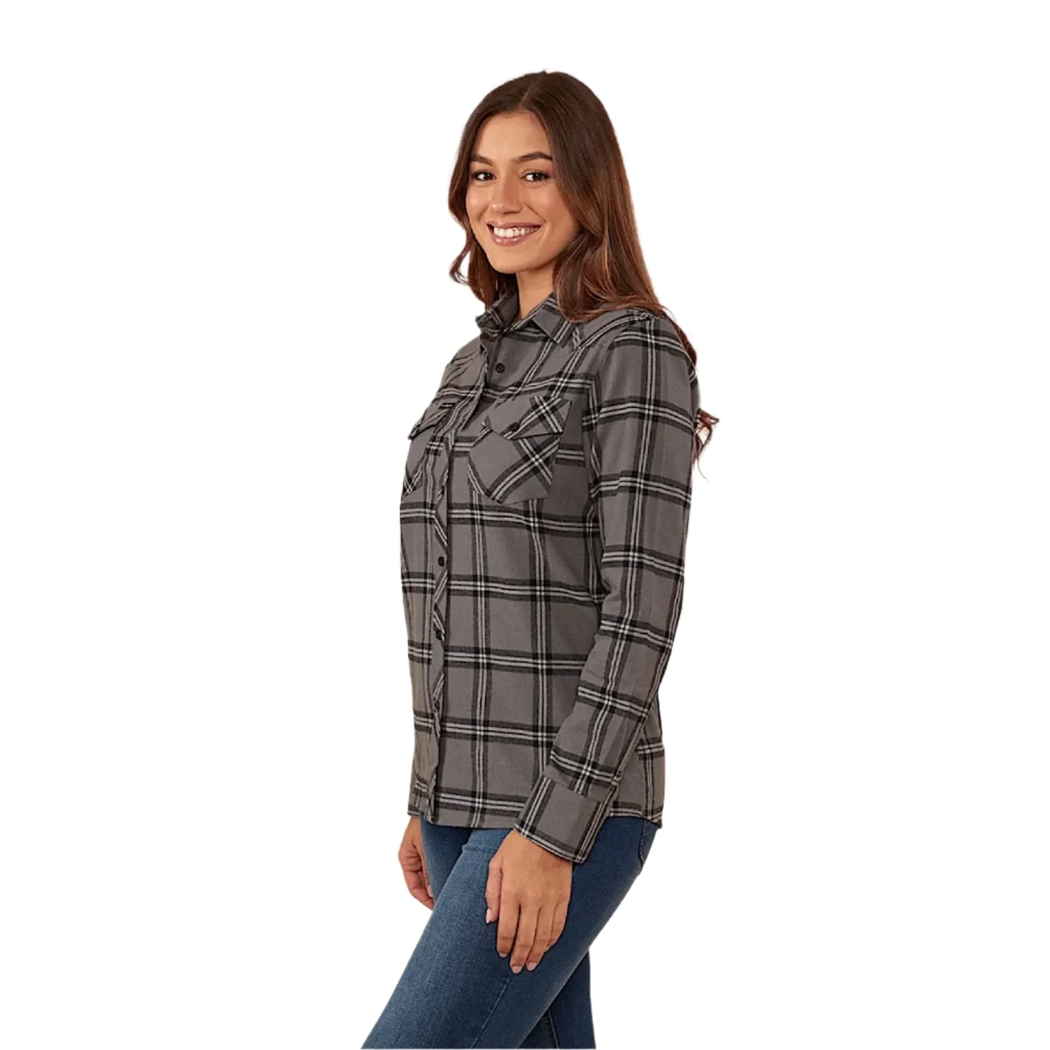 Ringers Western Women's Junee Flanno Semi Fitted Shirt - Charcoal Black - Image 3