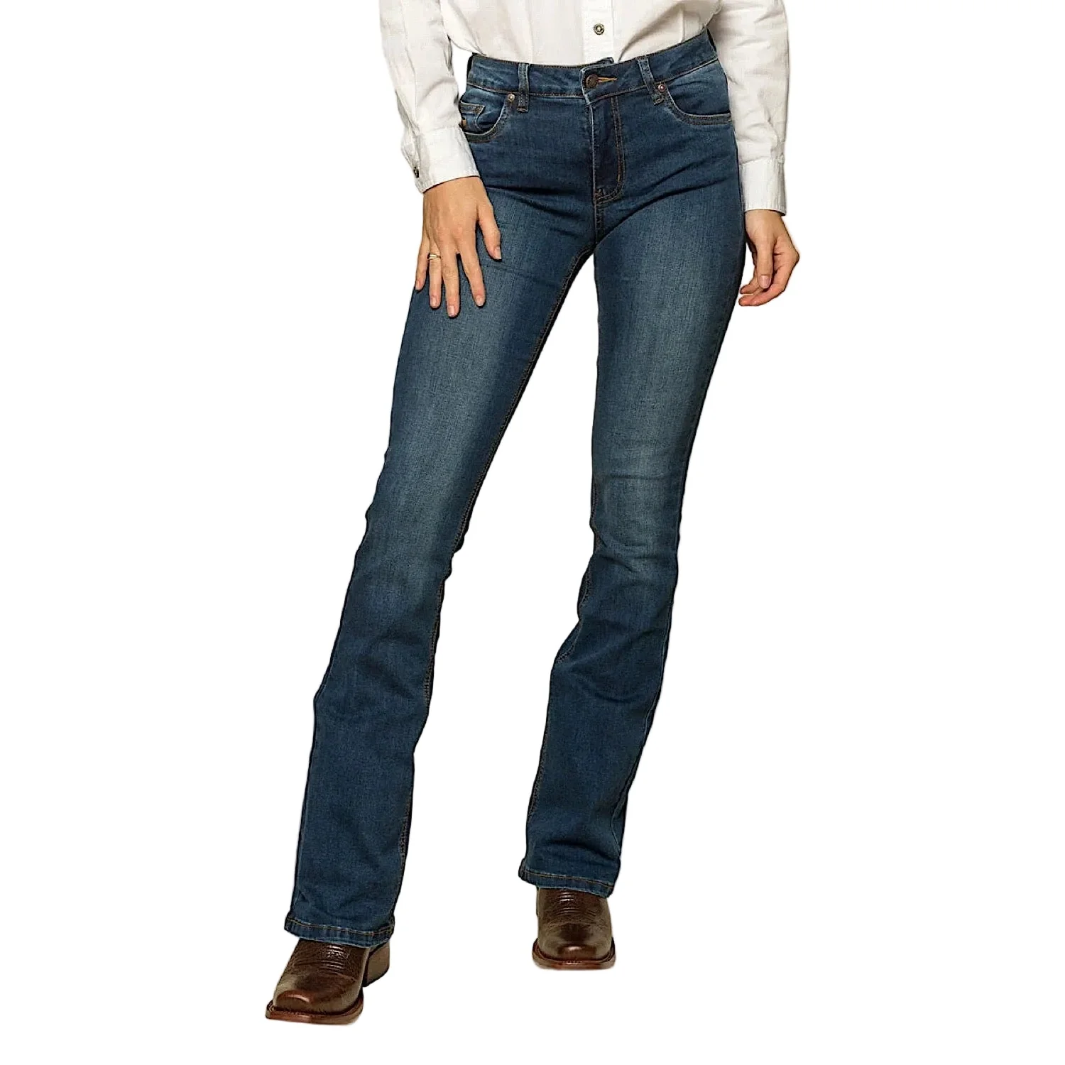 Ringers Western Women's Katherine Mid Rise Bootleg Jean - Classic Blue
